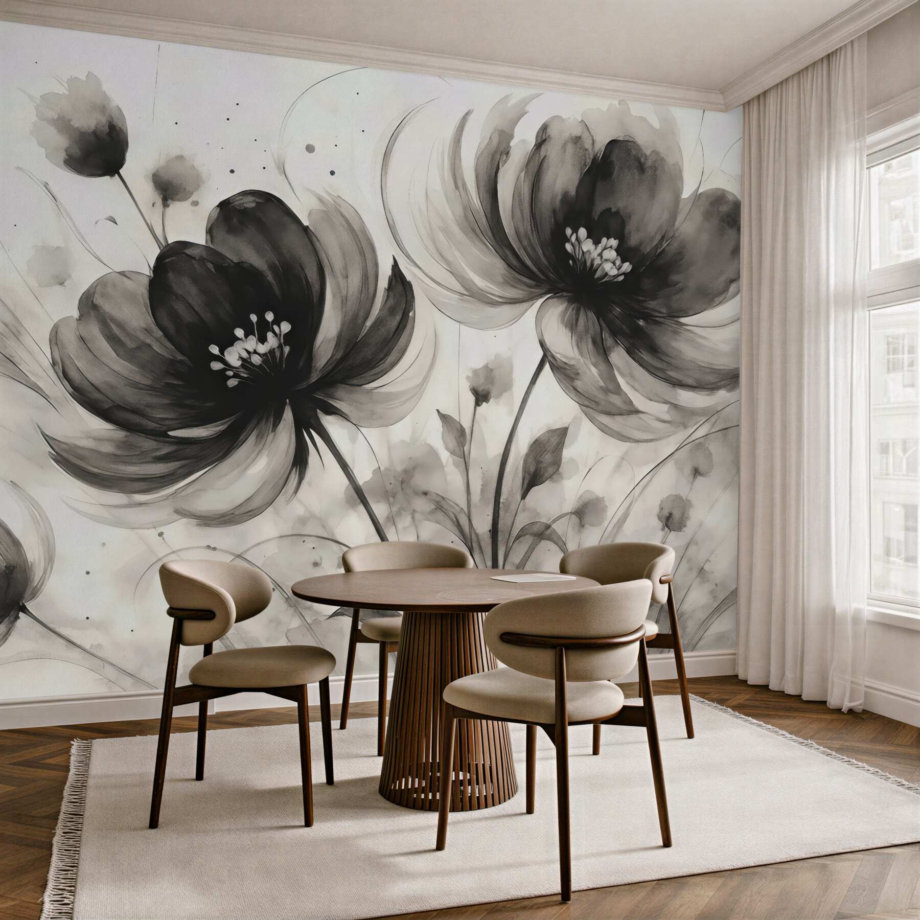 Fototapeta Kwiaty w kolorze czarnym.