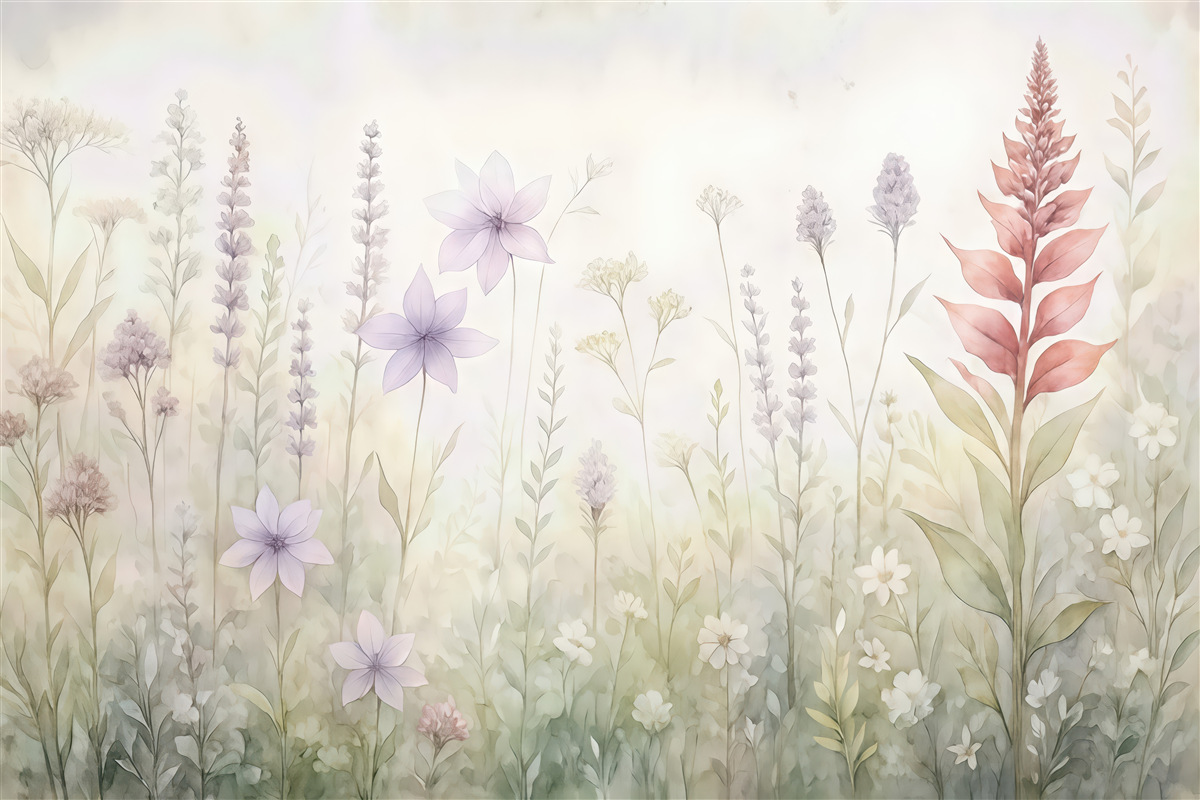 Fototapeta pastelowa łąka z polnymi kwiatami