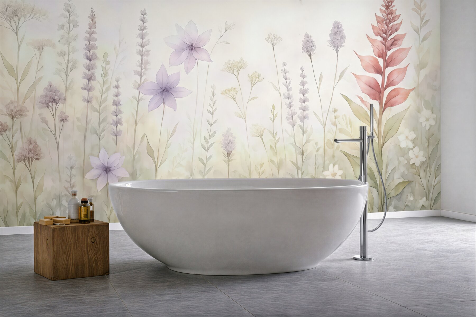 Fototapeta pastelowa łąka z polnymi kwiatami