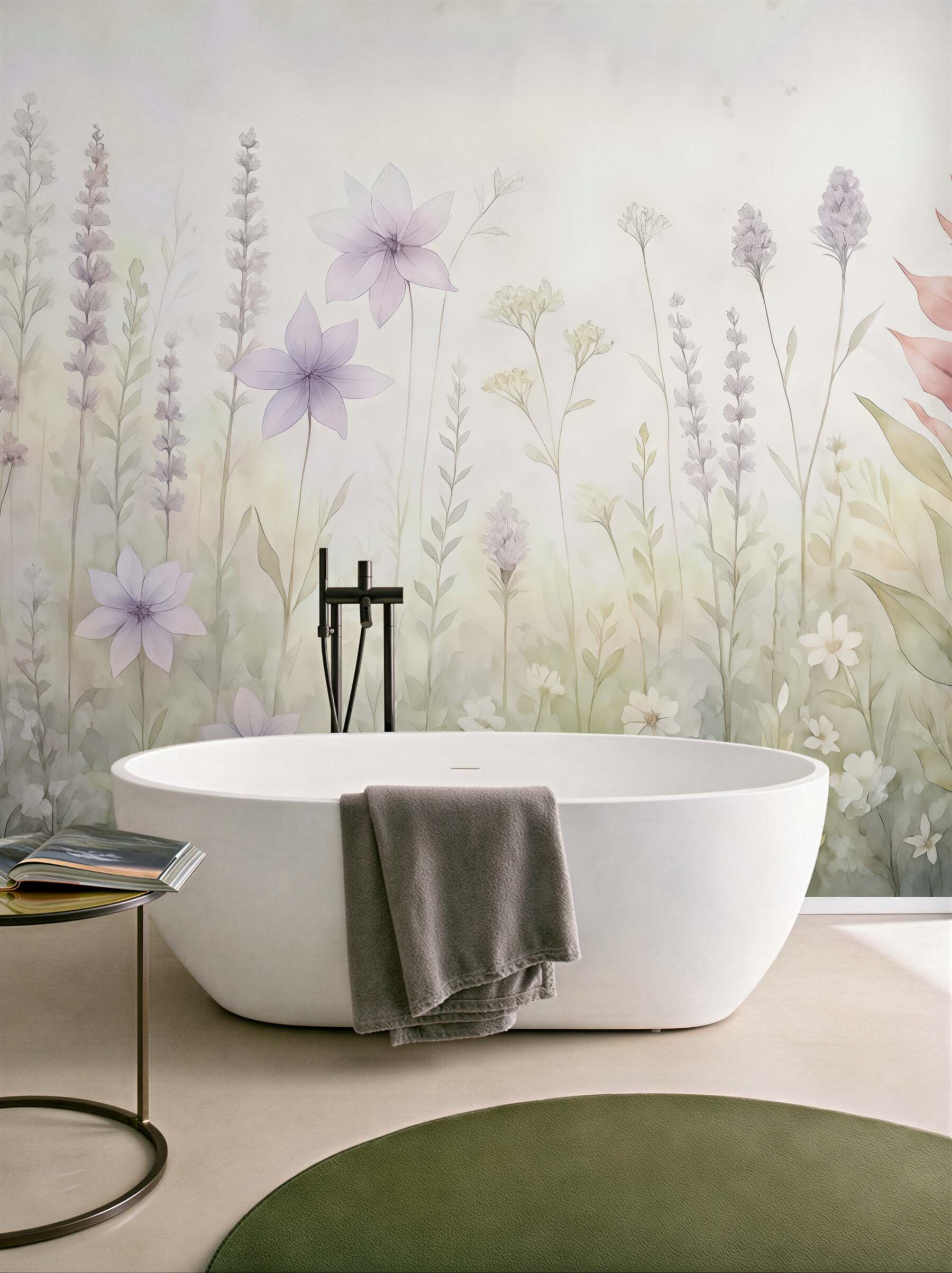 Fototapeta pastelowa łąka z polnymi kwiatami