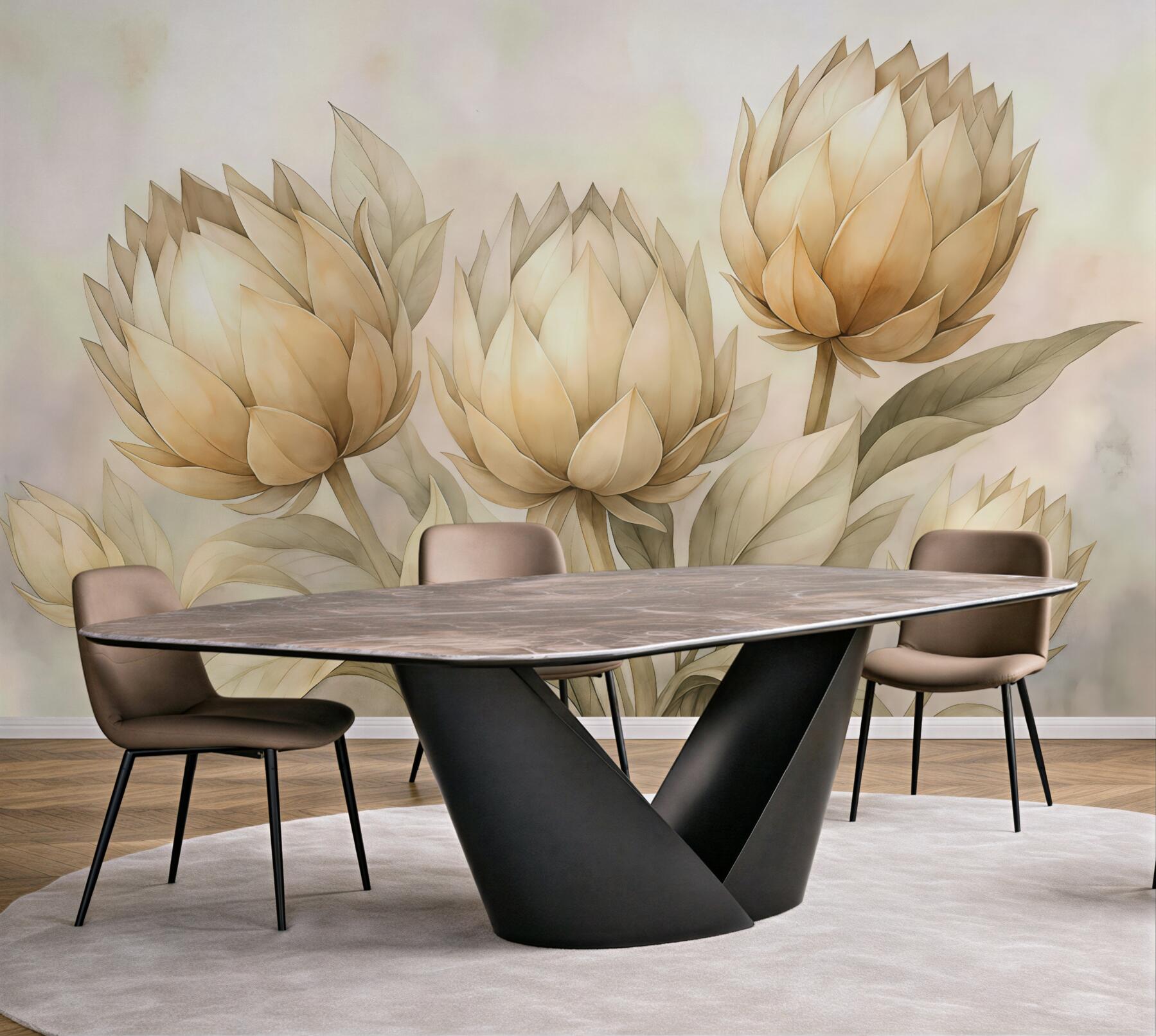 Fototapeta Akwarela naśladująca karczochy.