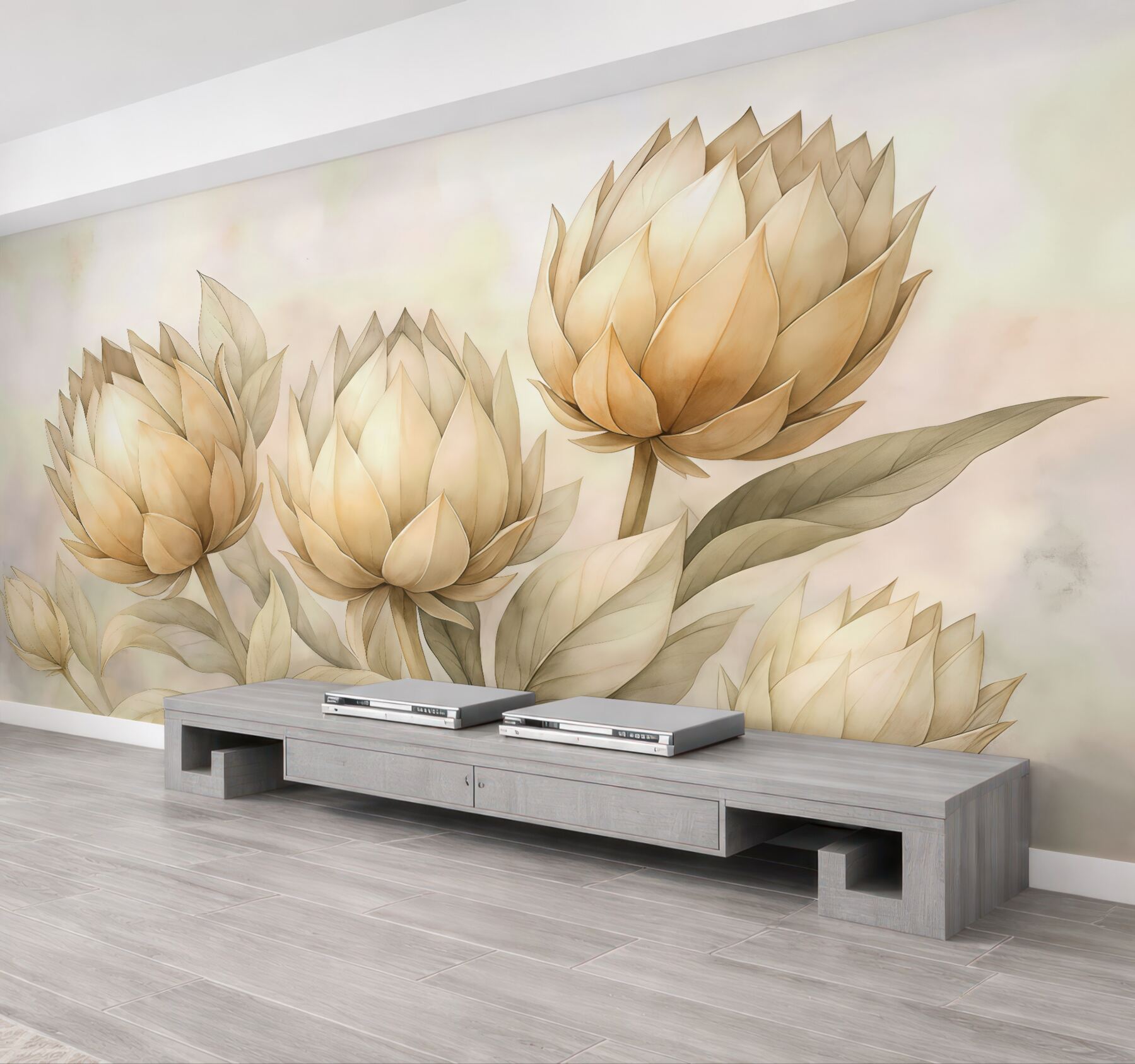 Fototapeta Akwarela naśladująca karczochy.