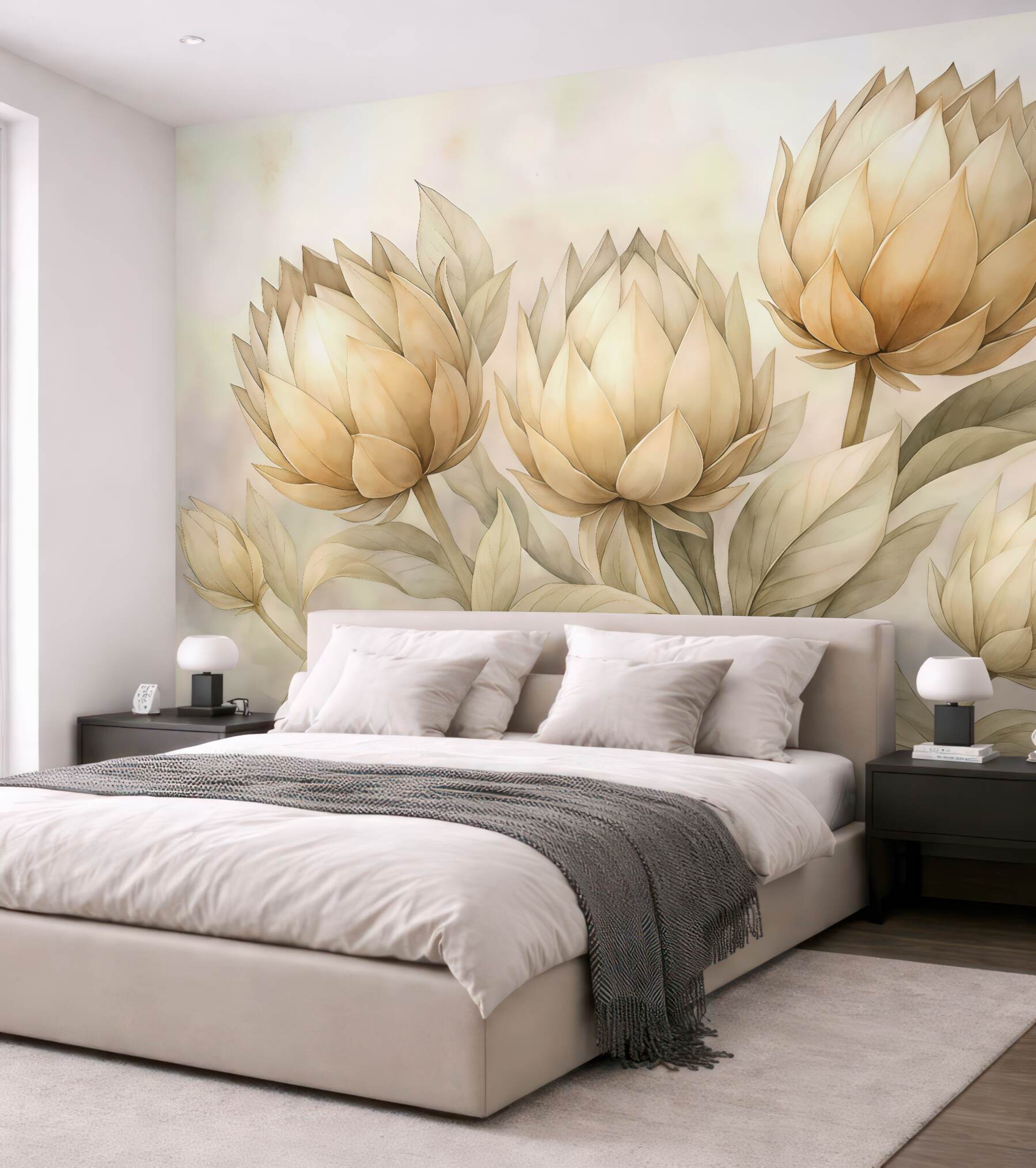 Fototapeta Akwarela naśladująca karczochy.