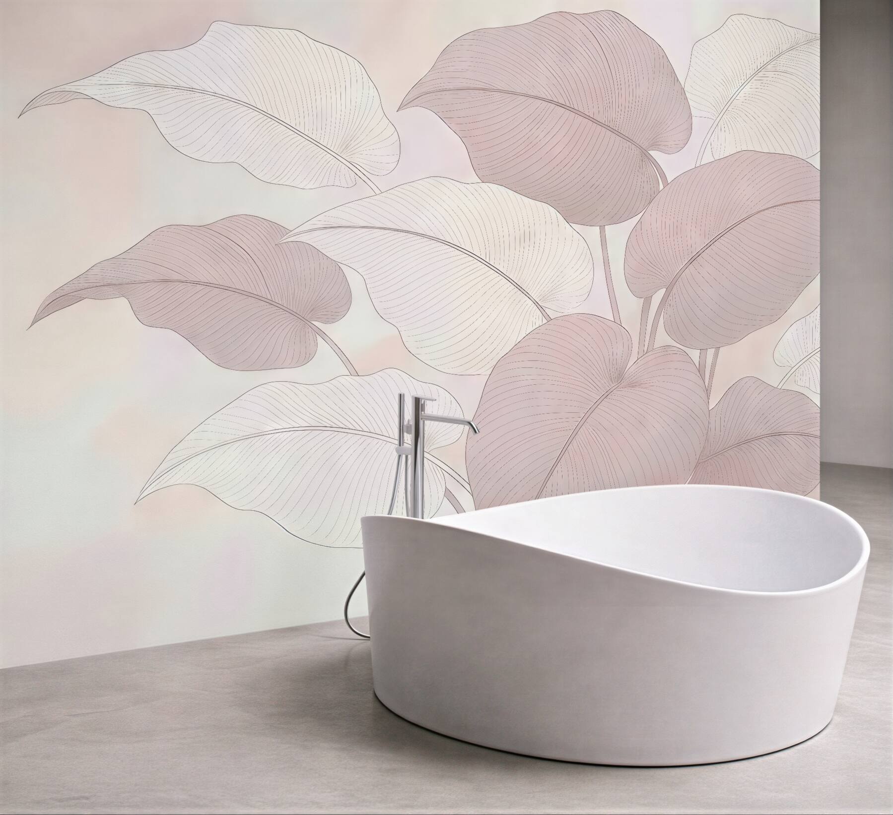 Fototapeta pudrowe liście w delikatnej kompozycji