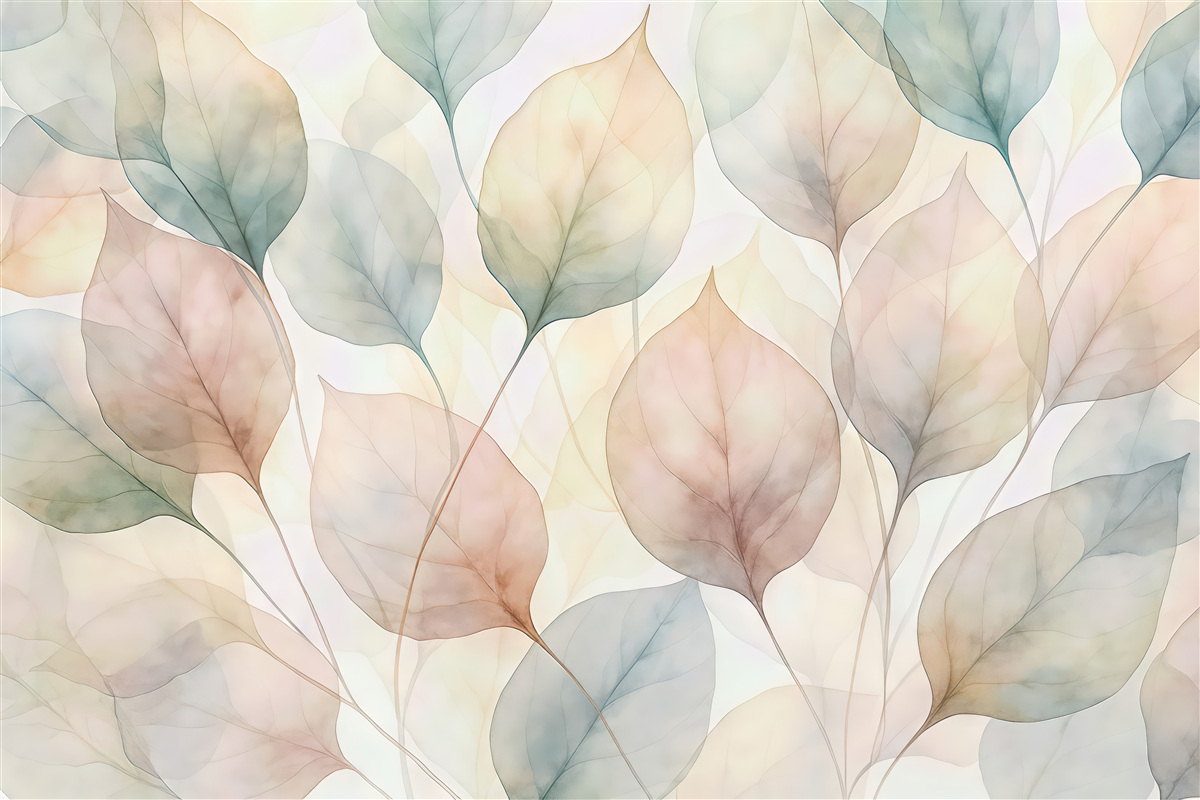 Fototapeta pastelowe liście w akwarelowej harmonii