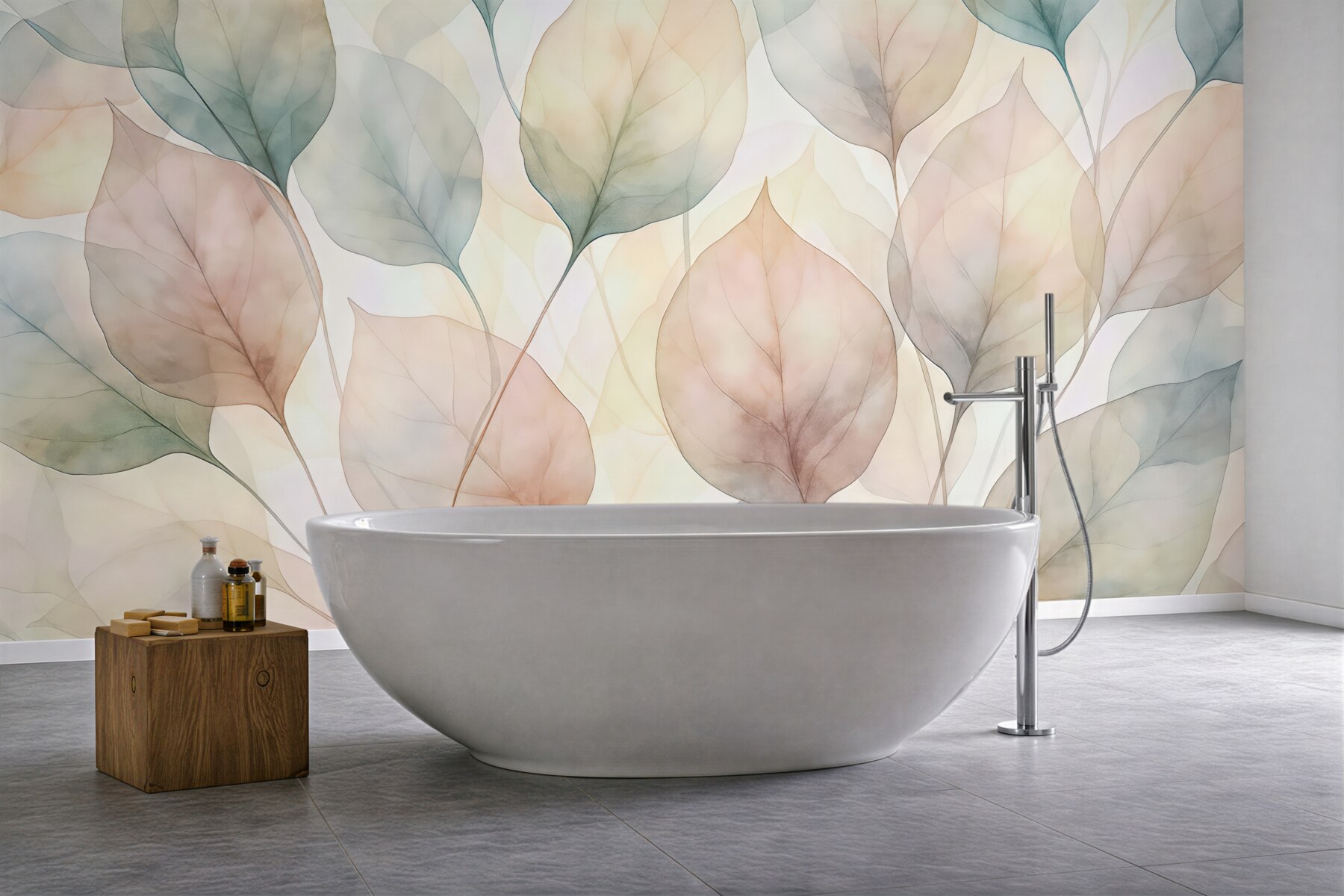 Fototapeta pastelowe liście w akwarelowej harmonii