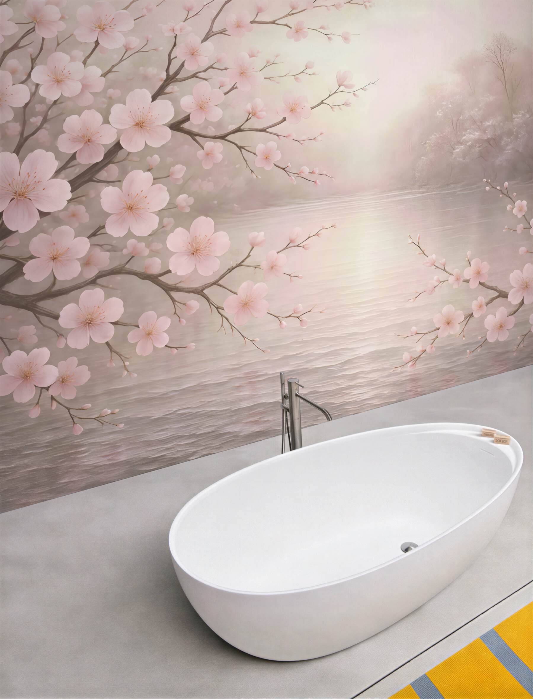 Fototapeta wiśniowy brzeg we mgle