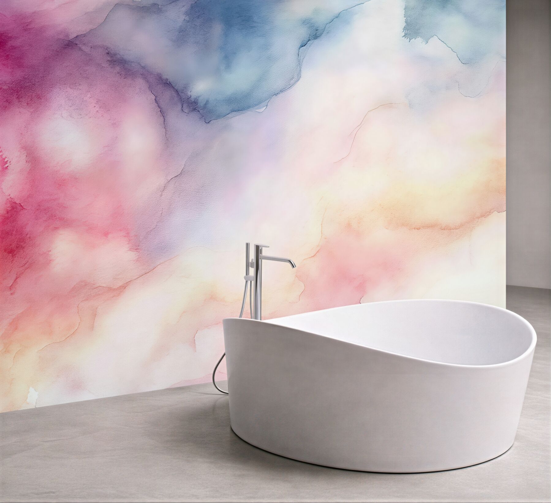 Fototapeta akwarelowa mgiełka w pudrowych barwach