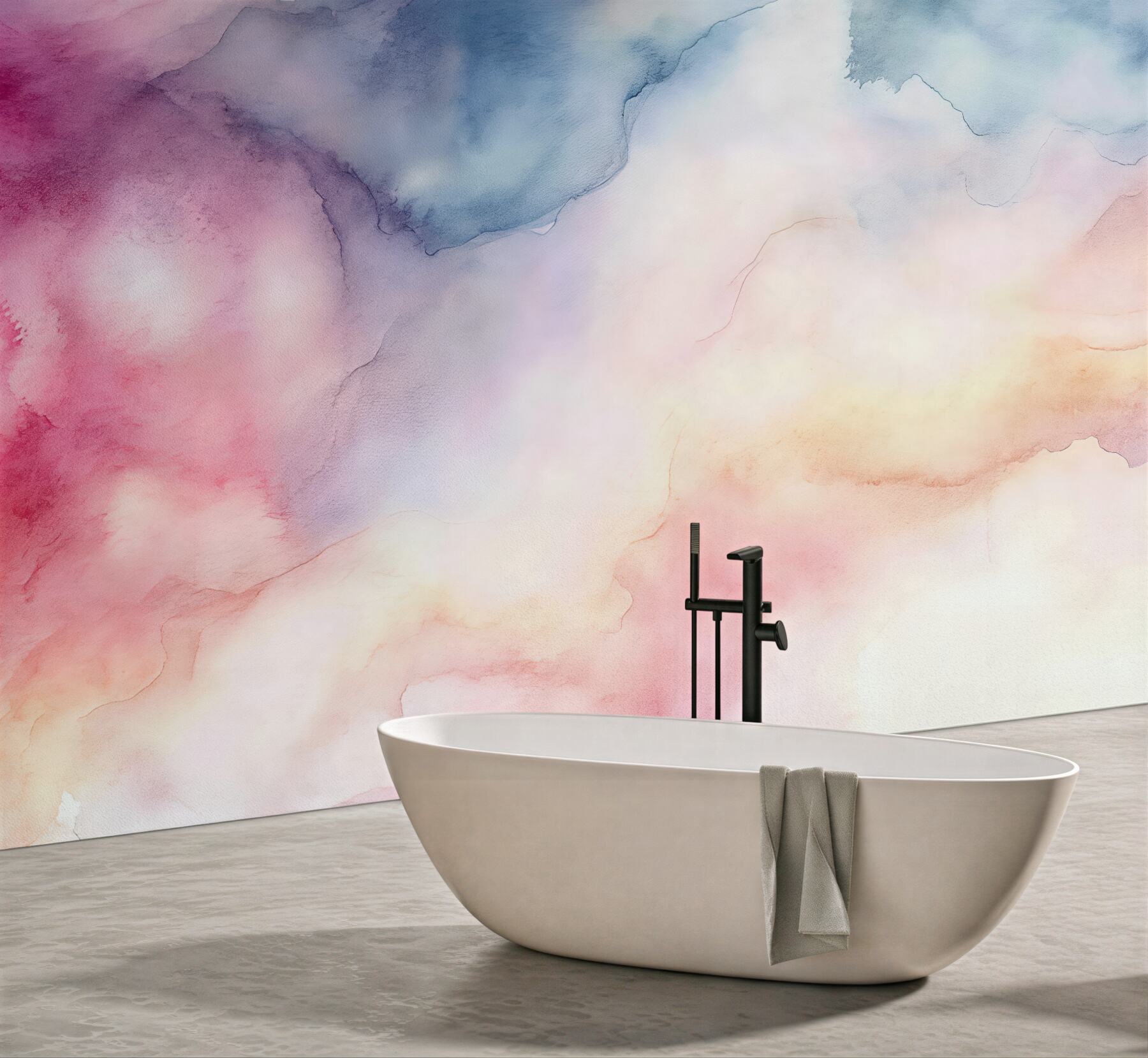 Fototapeta akwarelowa mgiełka w pudrowych barwach