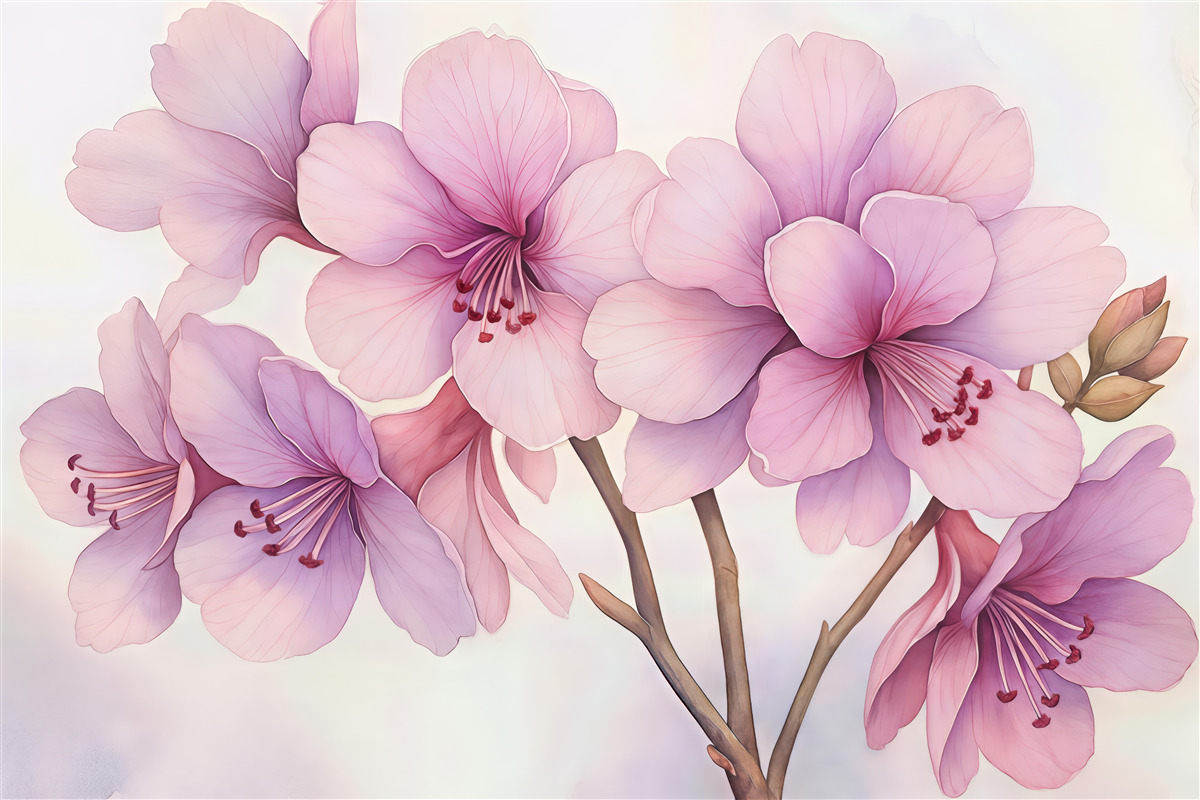 Fototapeta Subtelne kwiaty nawiązujące do akwareli.