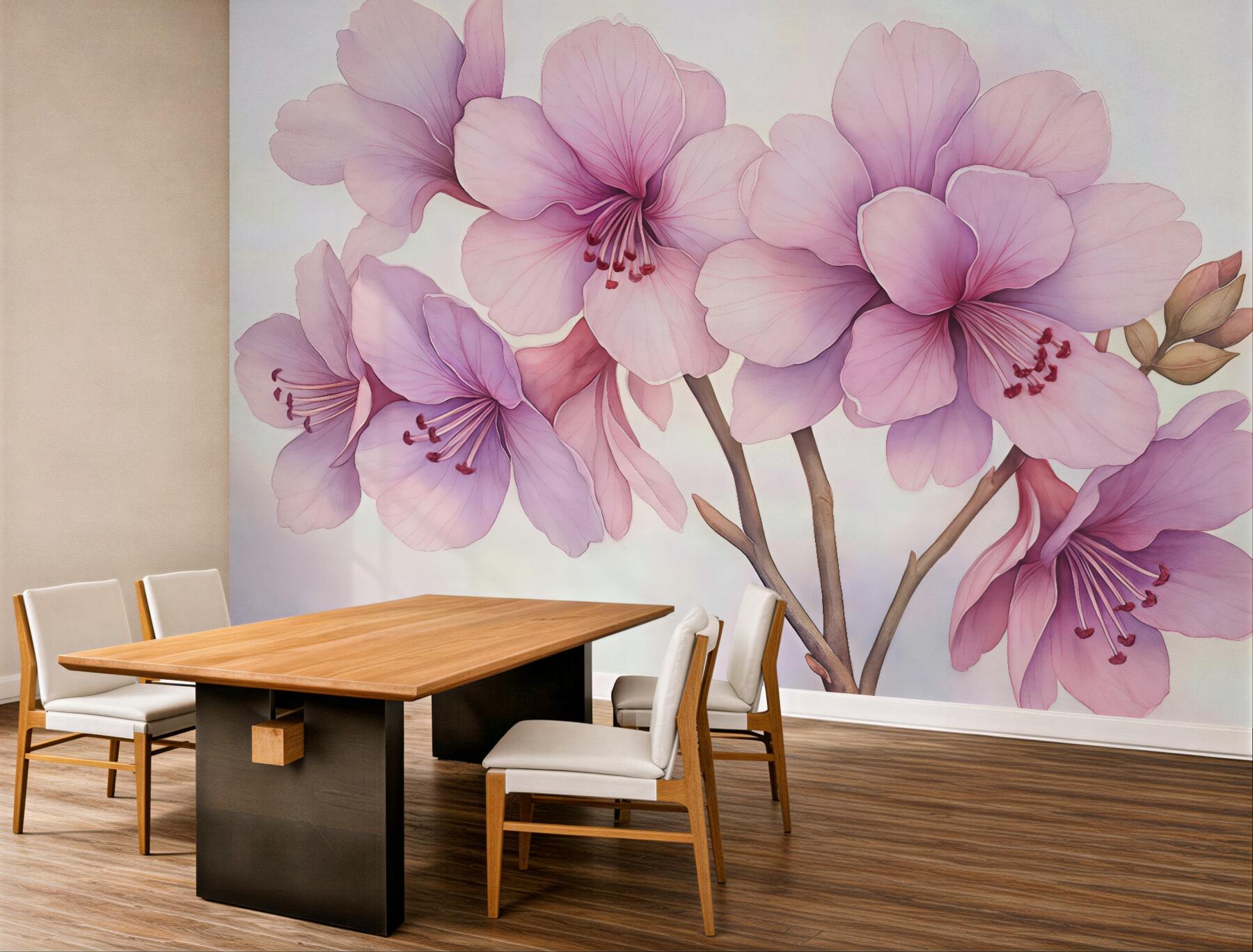 Fototapeta Subtelne kwiaty nawiązujące do akwareli.