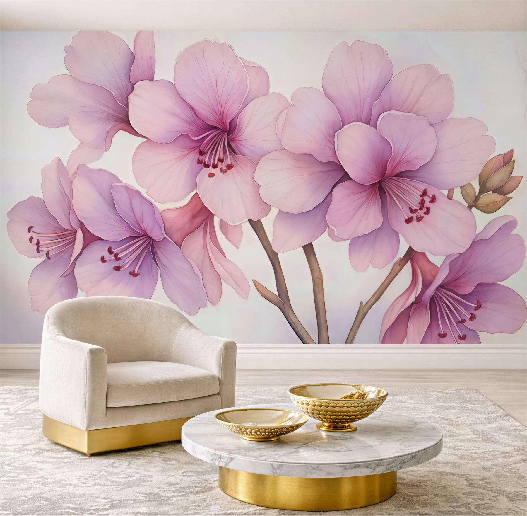 Fototapeta Subtelne kwiaty nawiązujące do akwareli.