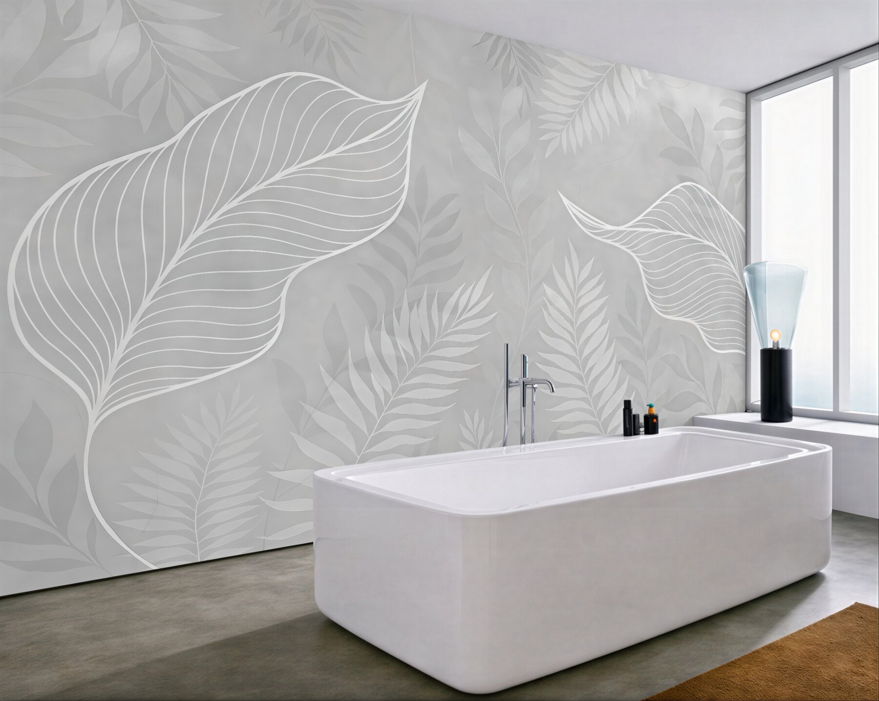 Fototapeta subtelne liście w szarej harmonii