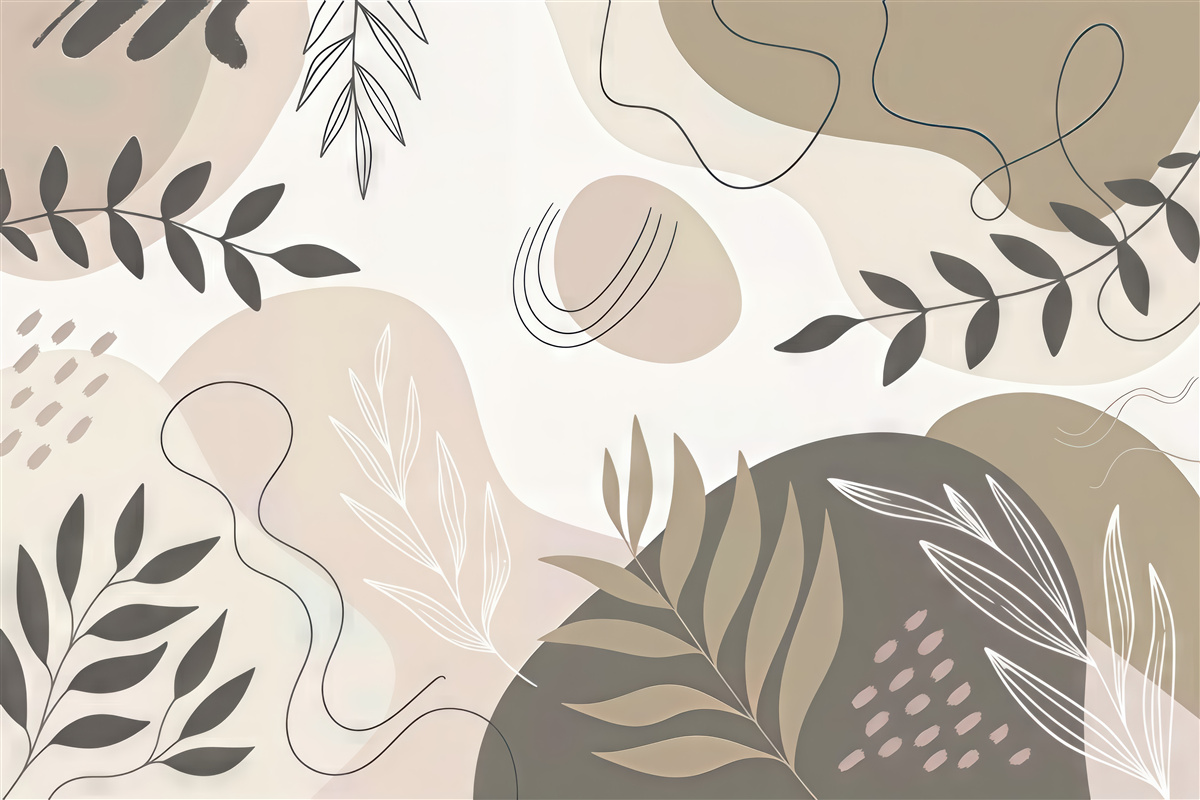 Fototapeta abstrakcyjne liście w beżowej harmonii