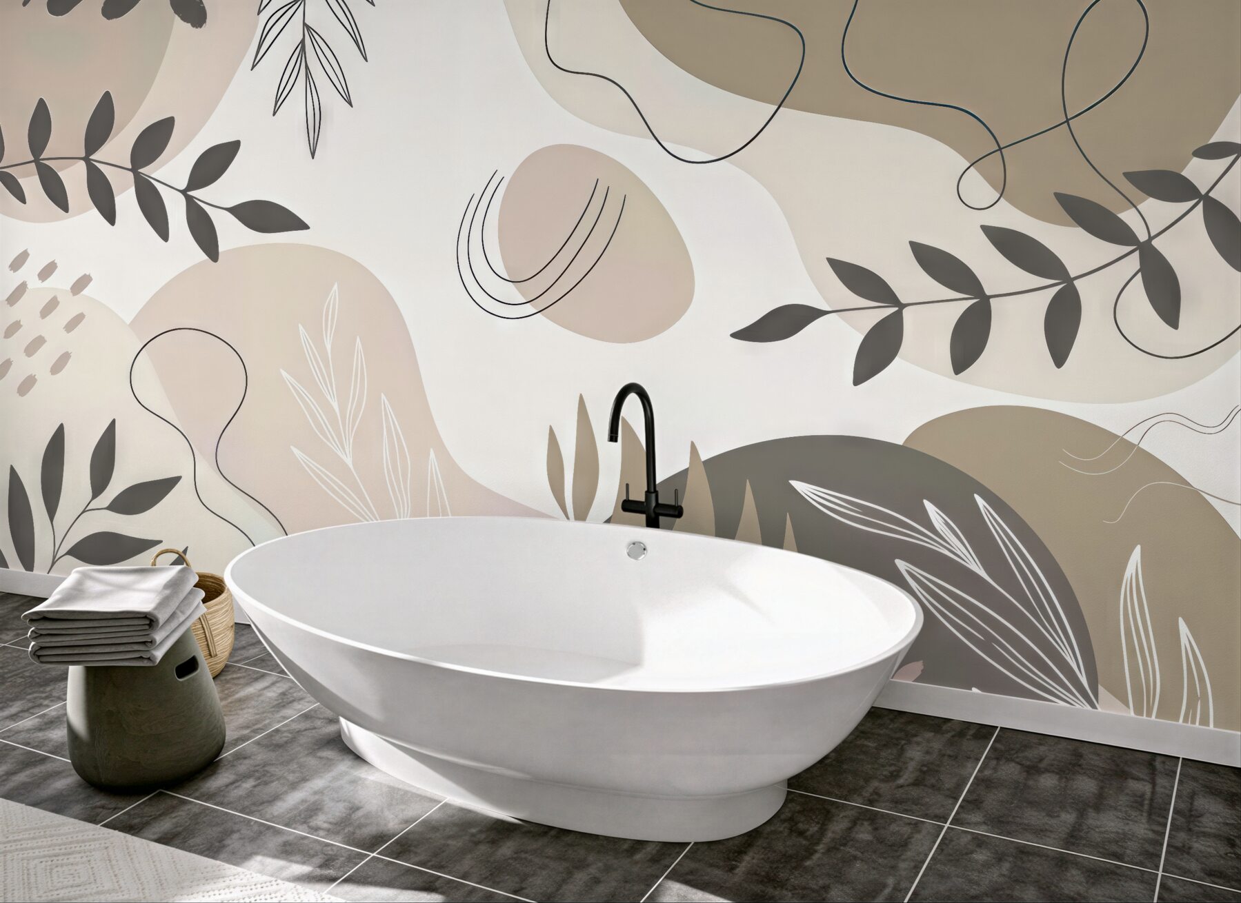 Fototapeta abstrakcyjne liście w beżowej harmonii