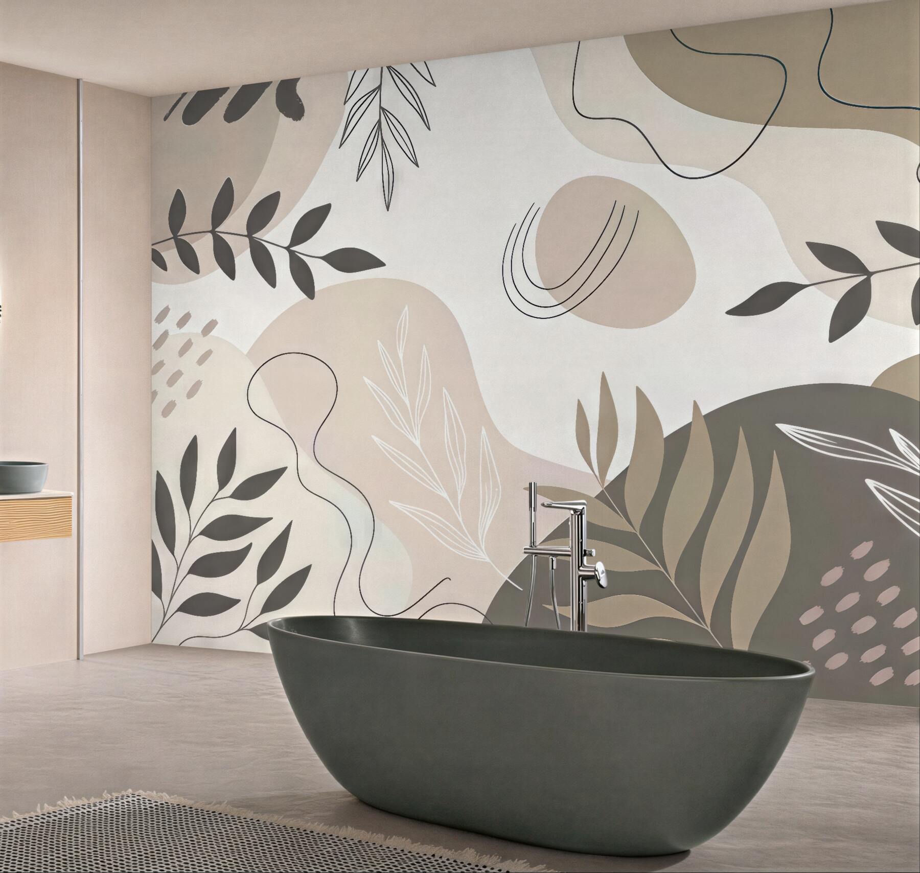 Fototapeta abstrakcyjne liście w beżowej harmonii