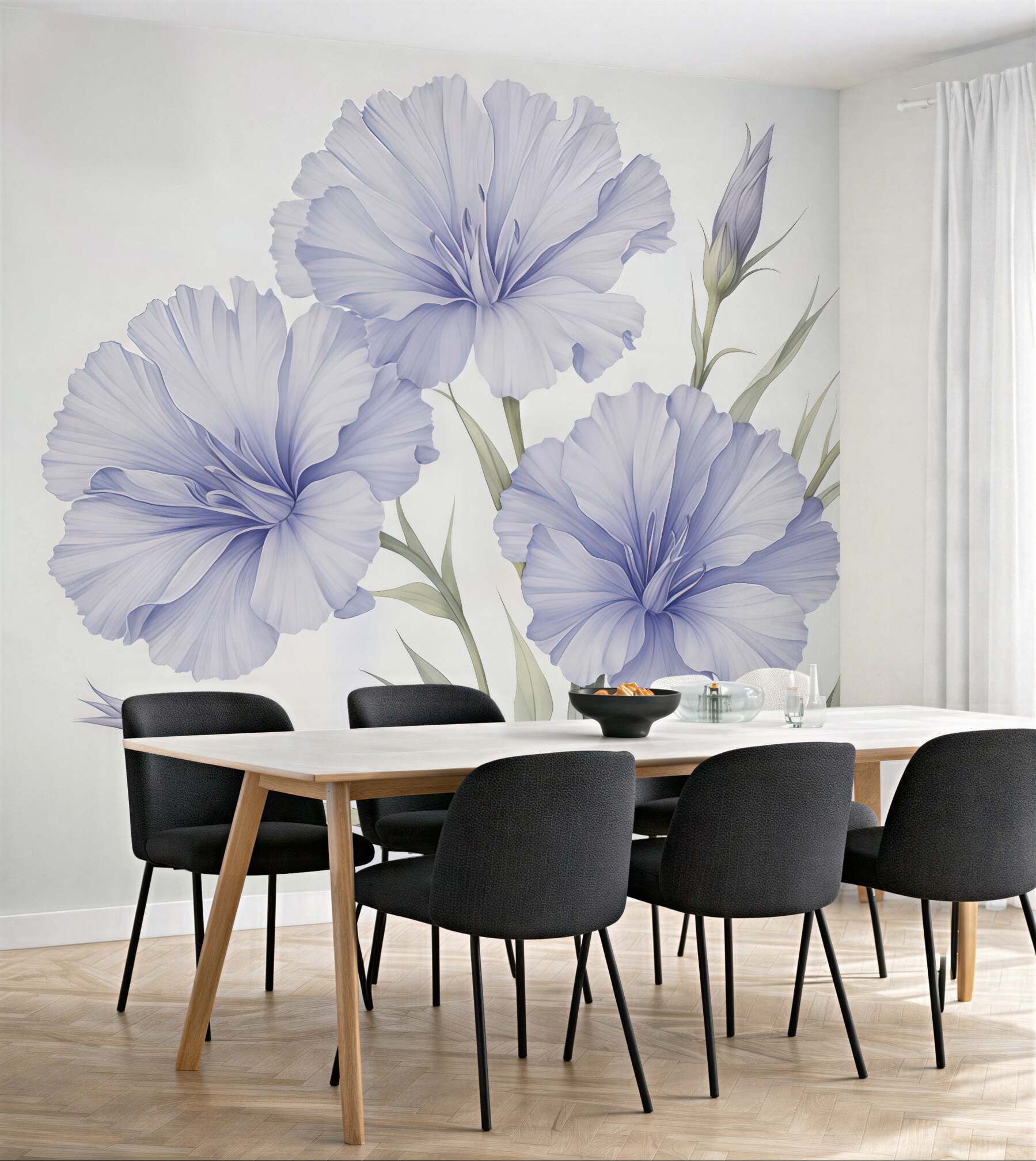 Fototapeta Wielkie dzikie kwiaty naśladujące akwarelę.