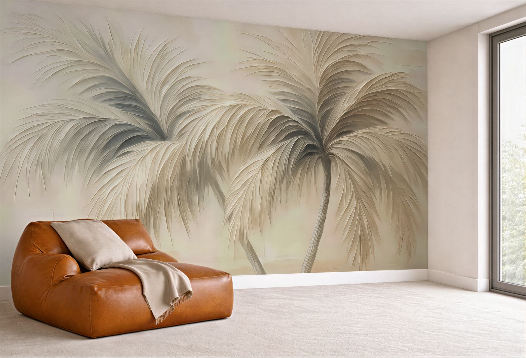 Fototapeta zwiewne palmy nad spokojną wodą