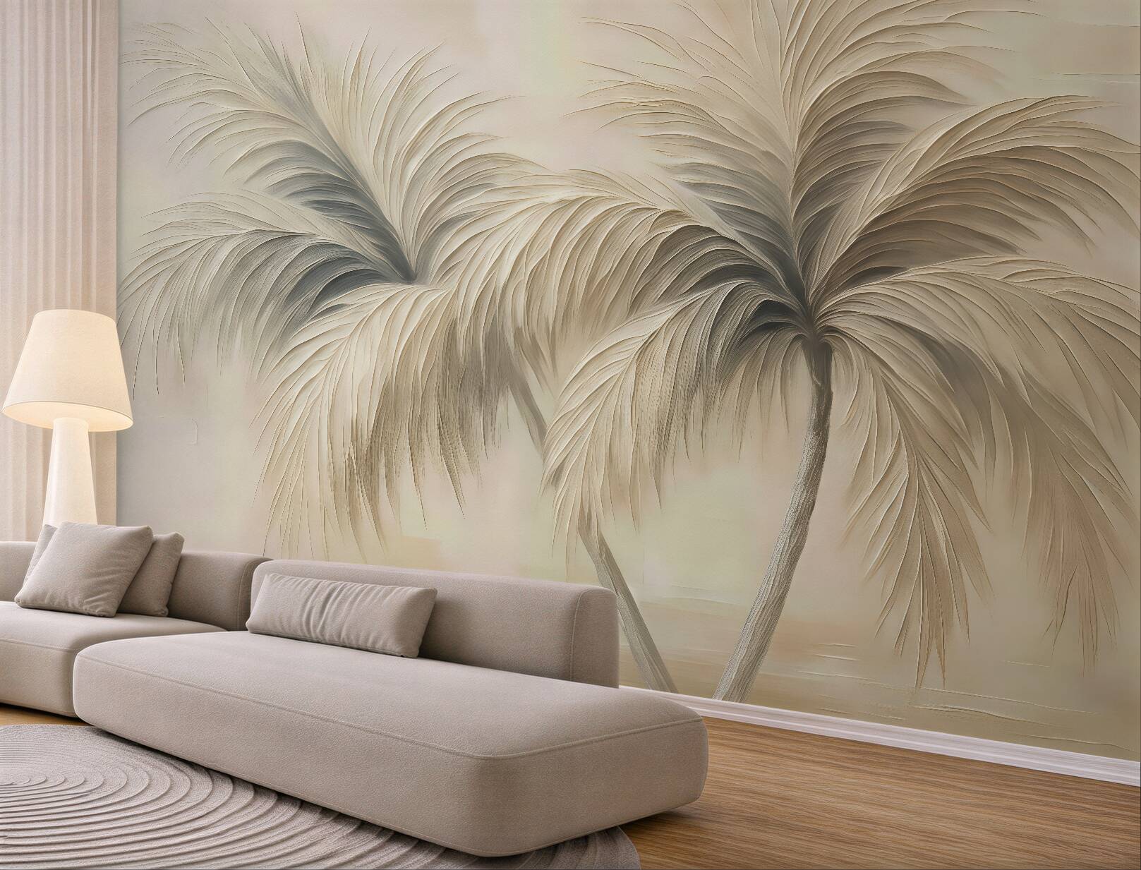 Fototapeta zwiewne palmy nad spokojną wodą