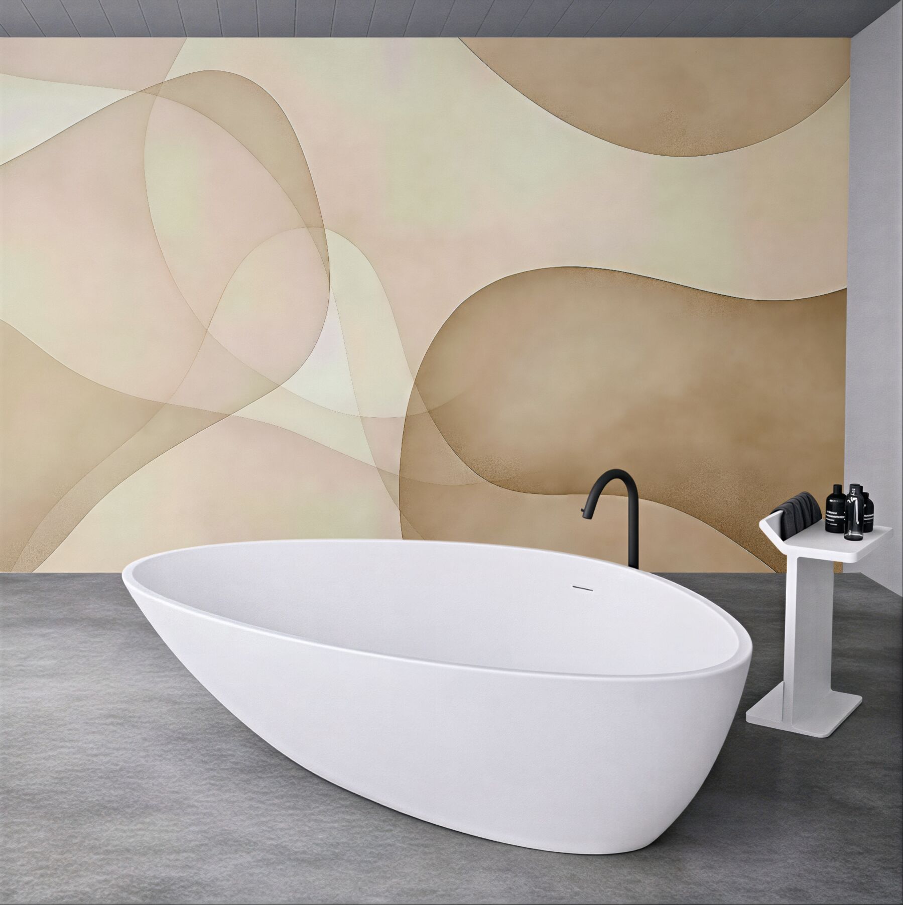 Fototapeta beżowa abstrakcja miękkich fal