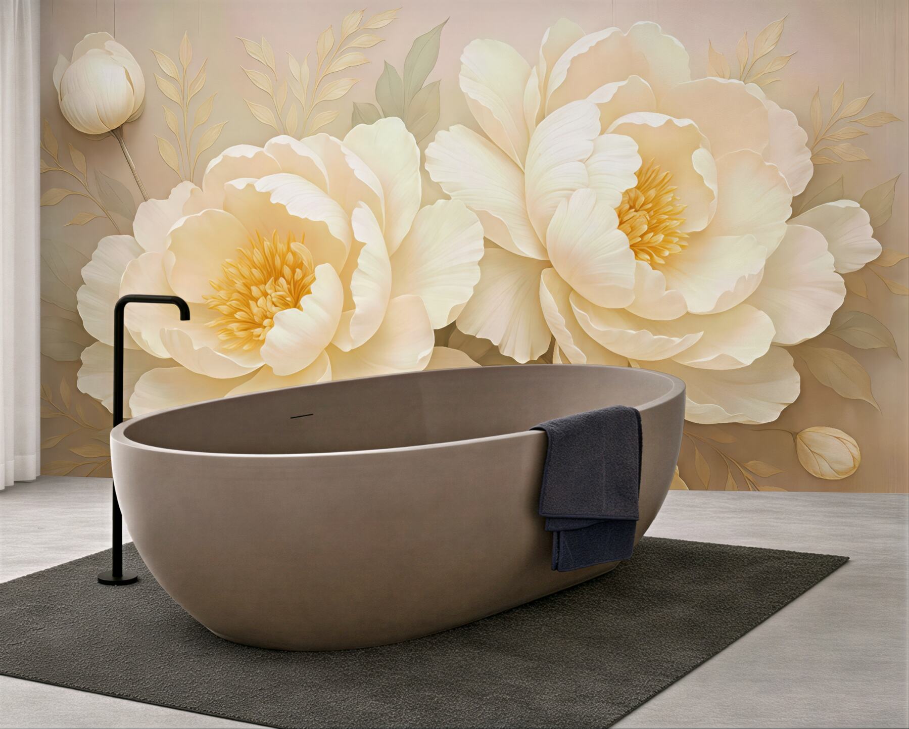 Fototapeta kremowe piwonie w subtelnym blasku