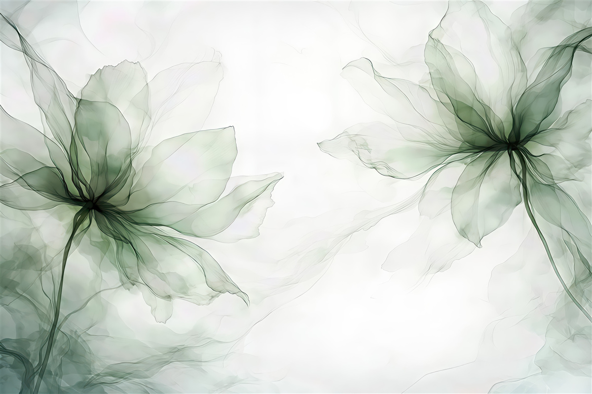Fototapeta eteryczne zielone kwiaty w mglistym stylu