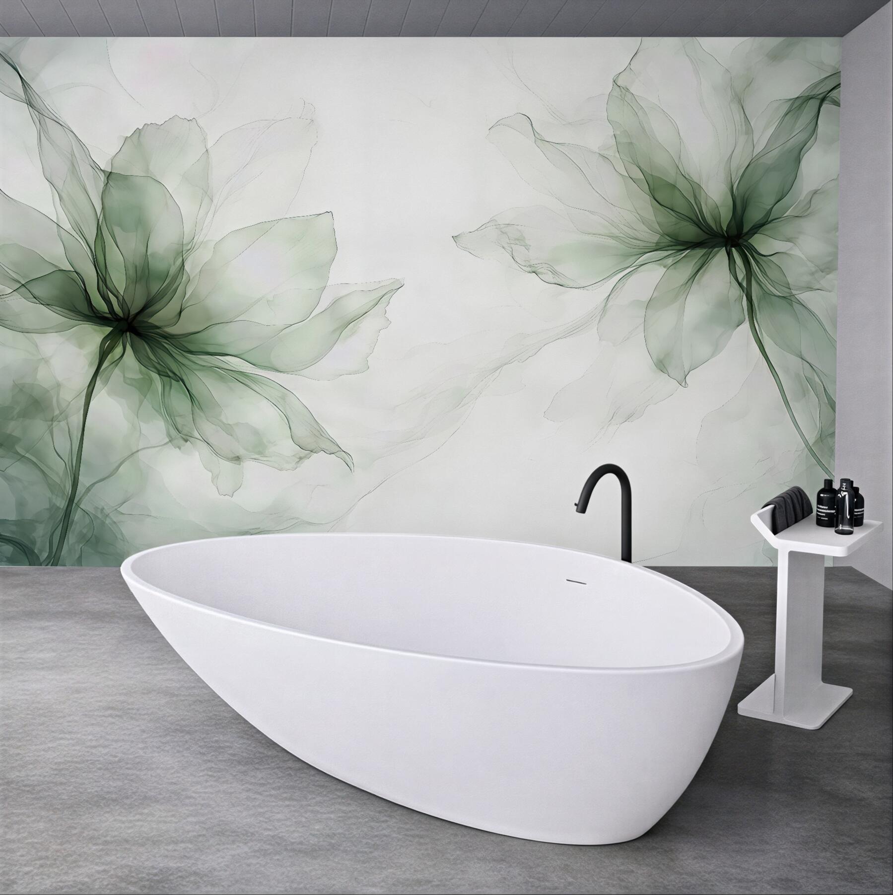 Fototapeta eteryczne zielone kwiaty w mglistym stylu