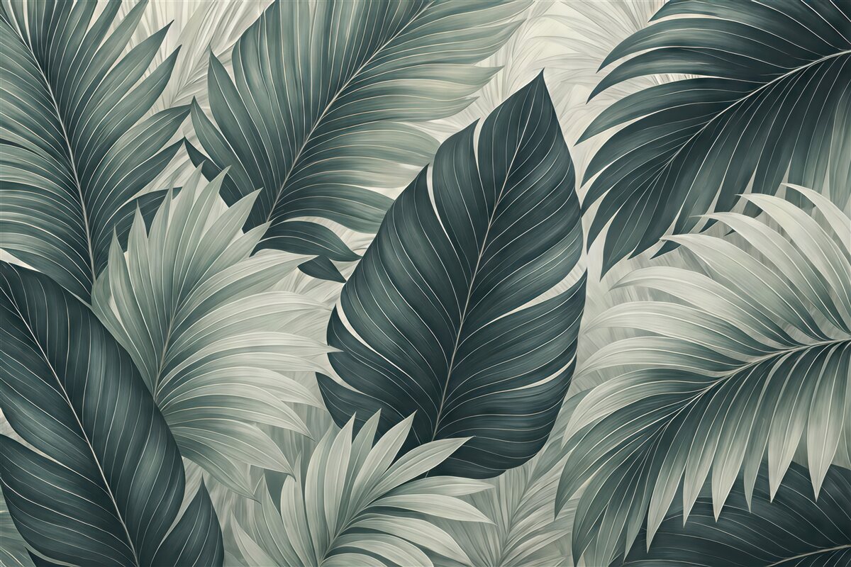 Fototapeta Liście palmowe z naśladującą teksturę.
