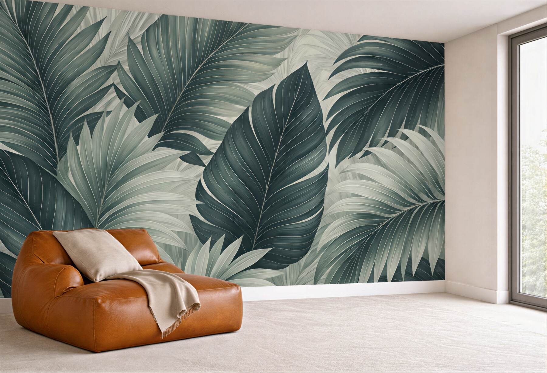 Fototapeta Liście palmowe z naśladującą teksturę.