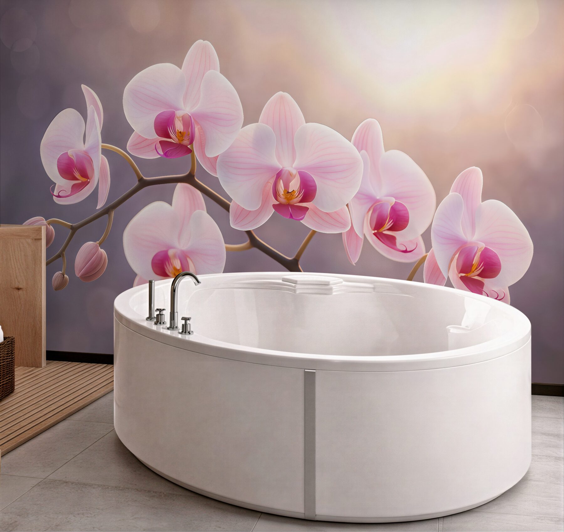 Fototapeta subtelne storczyki w różanym blasku