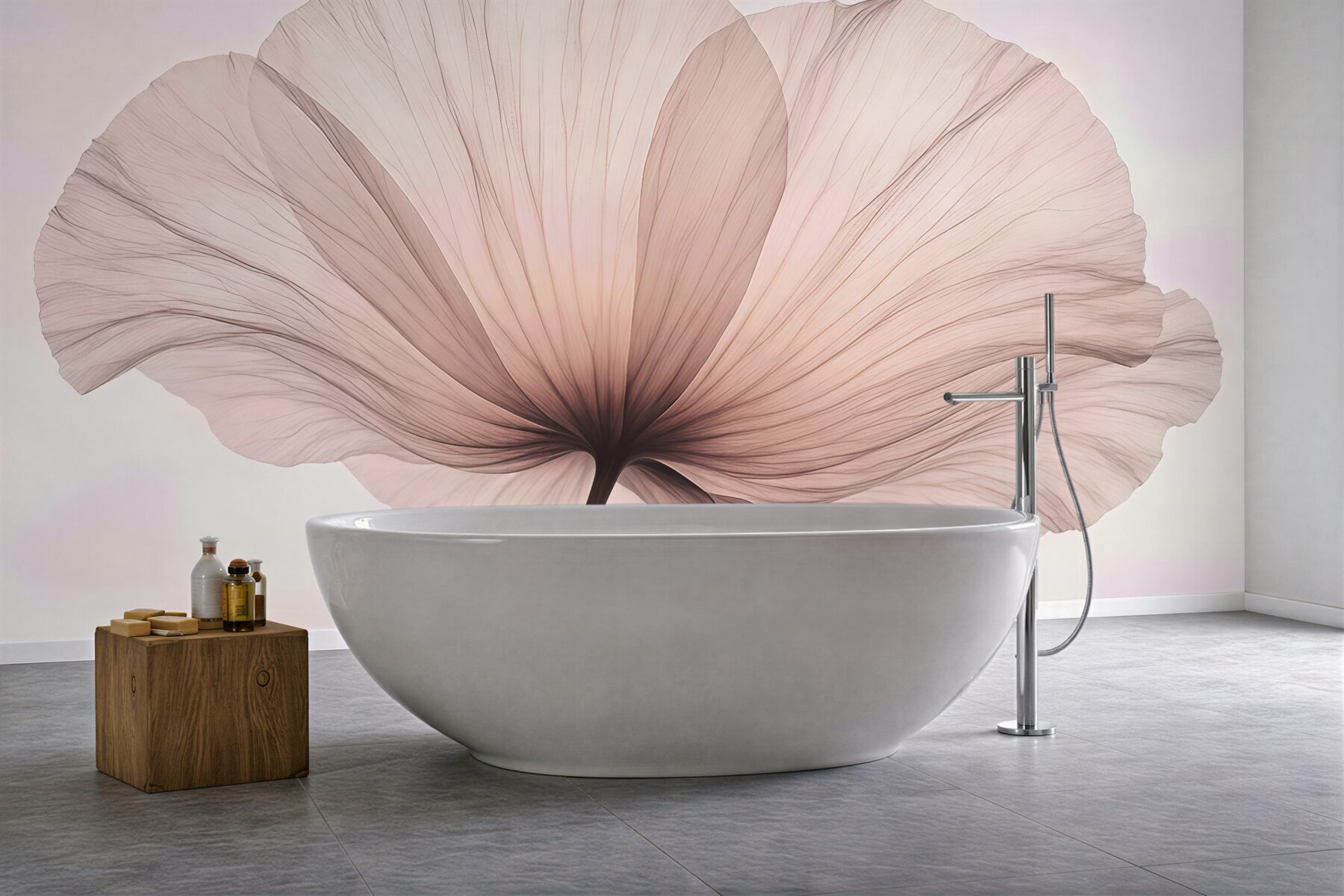 Fototapeta delikatny transparentny kwiat w beżu