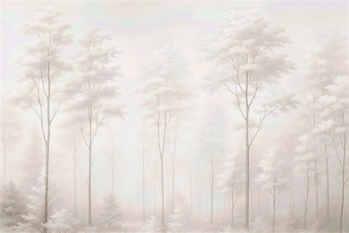 Fototapeta eteryczny biały las we mgle