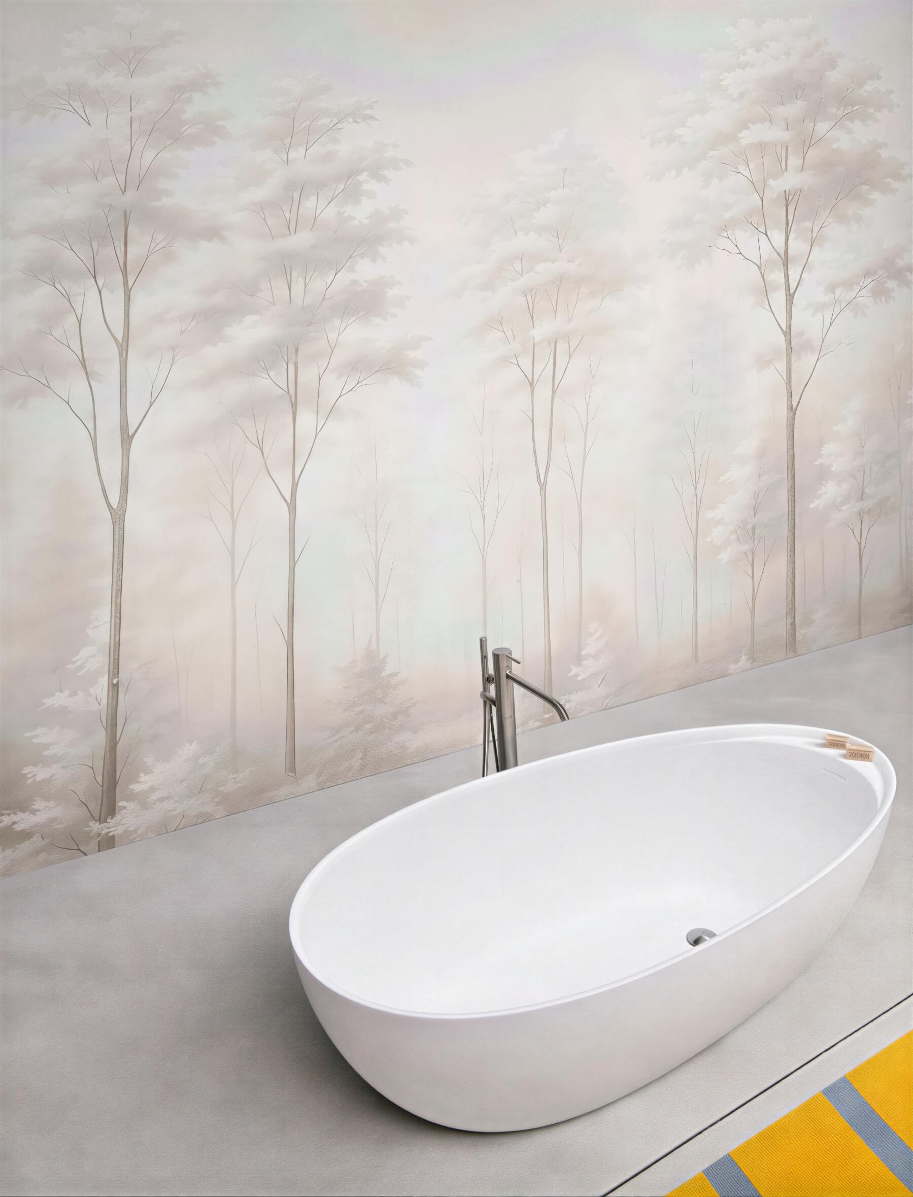 Fototapeta eteryczny biały las we mgle