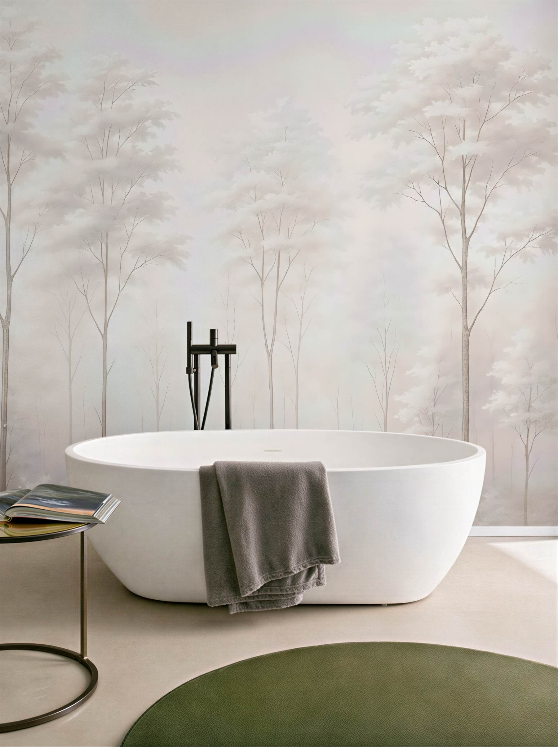 Fototapeta eteryczny biały las we mgle