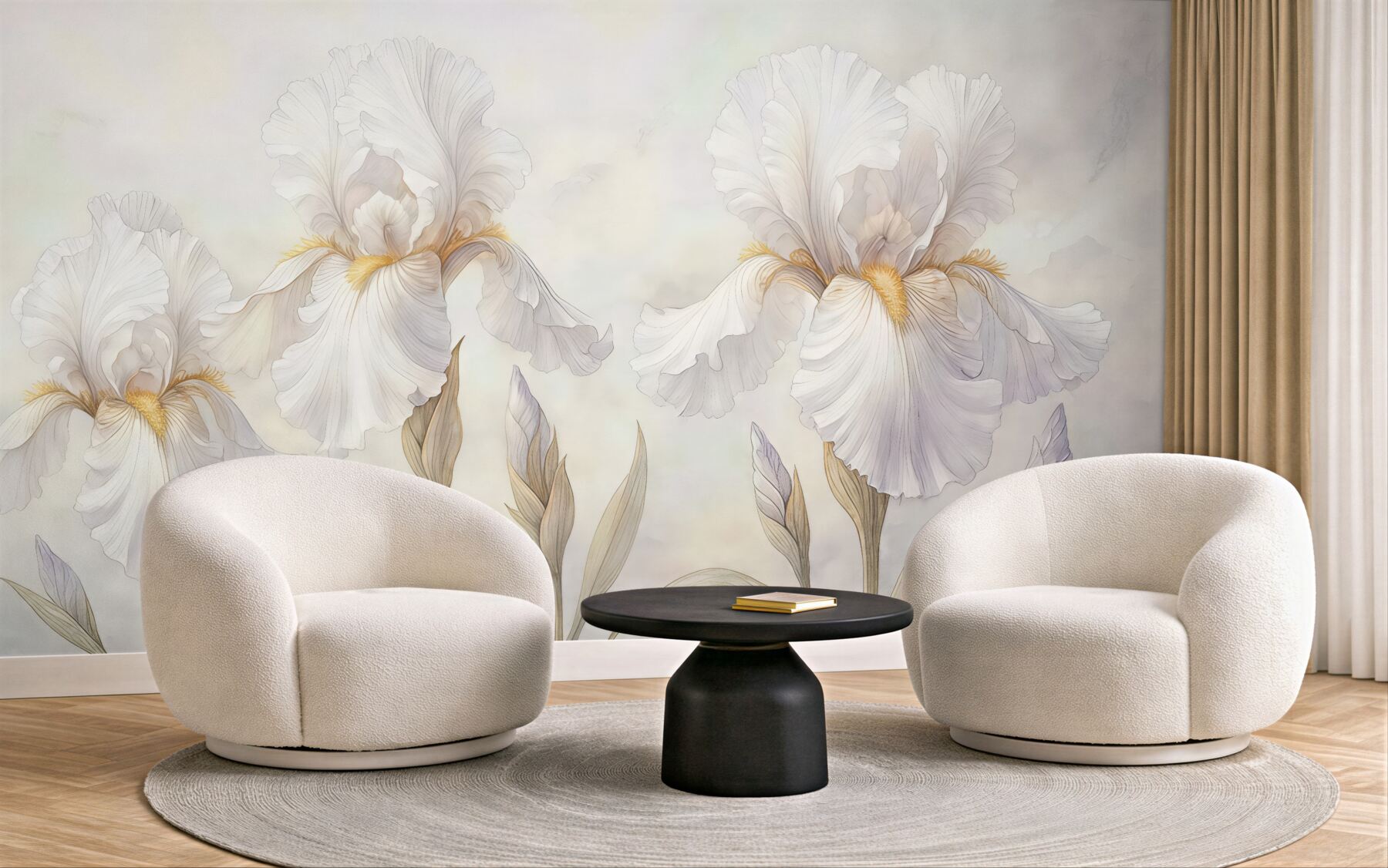 Fototapeta Subtelny obraz irysów na ścianie.