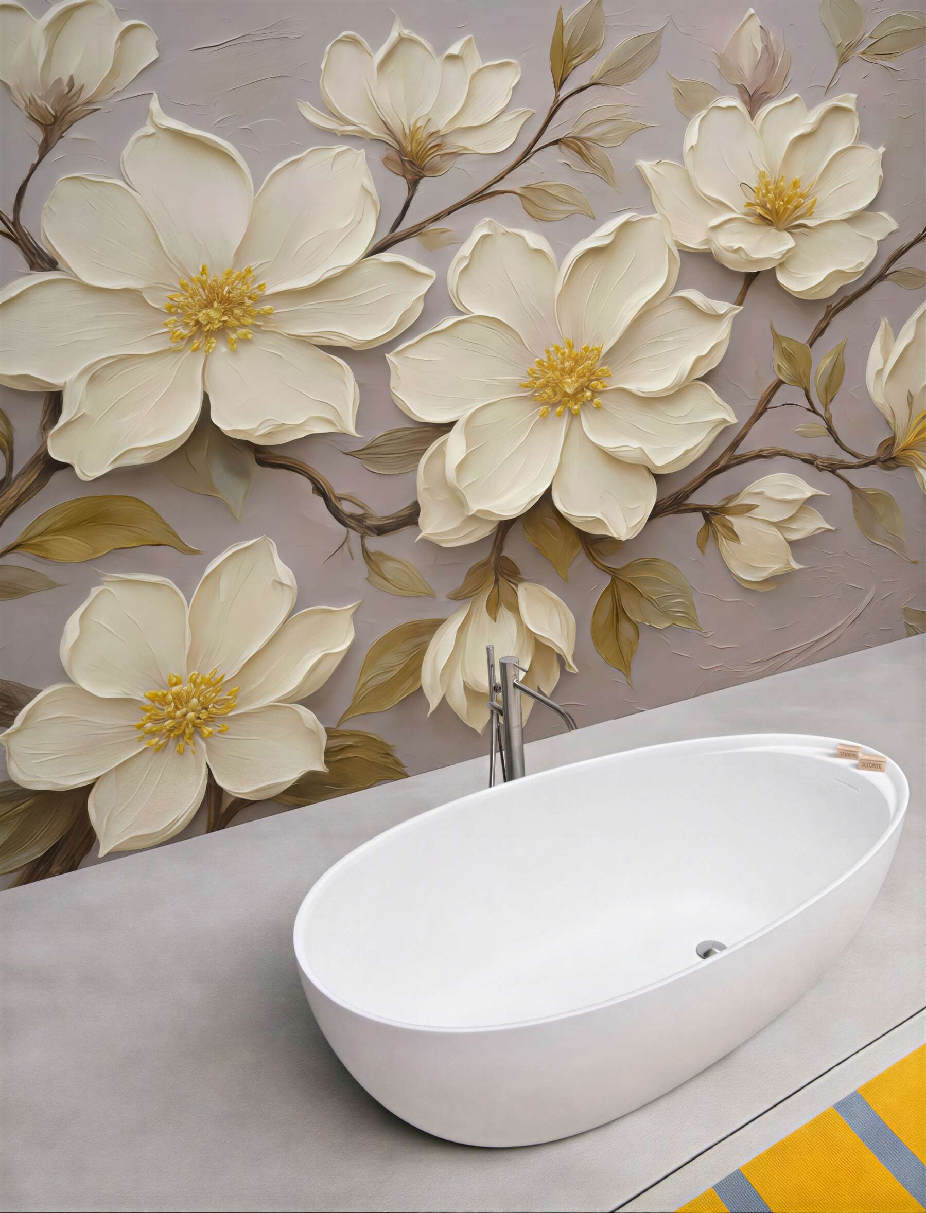 Fototapeta kremowe magnolie na subtelnym tle