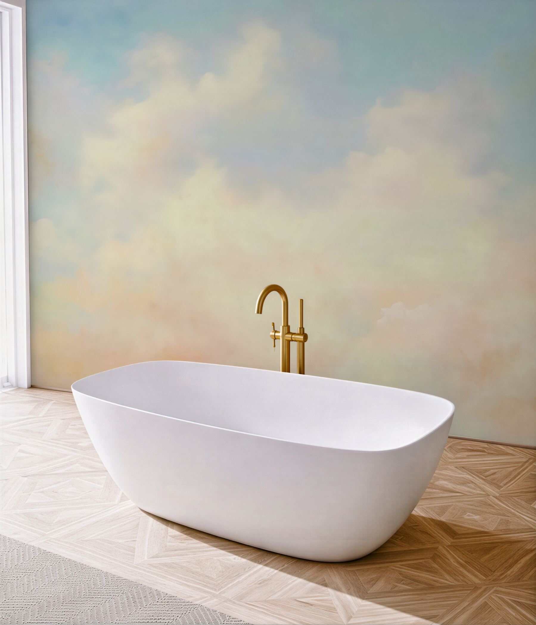 Fototapeta pastelowe chmury o świtowym blasku