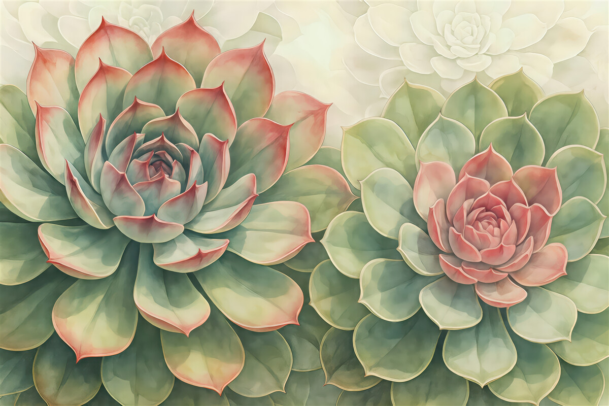 Fototapeta pastelowe sukulenty w subtelnym rozkwicie