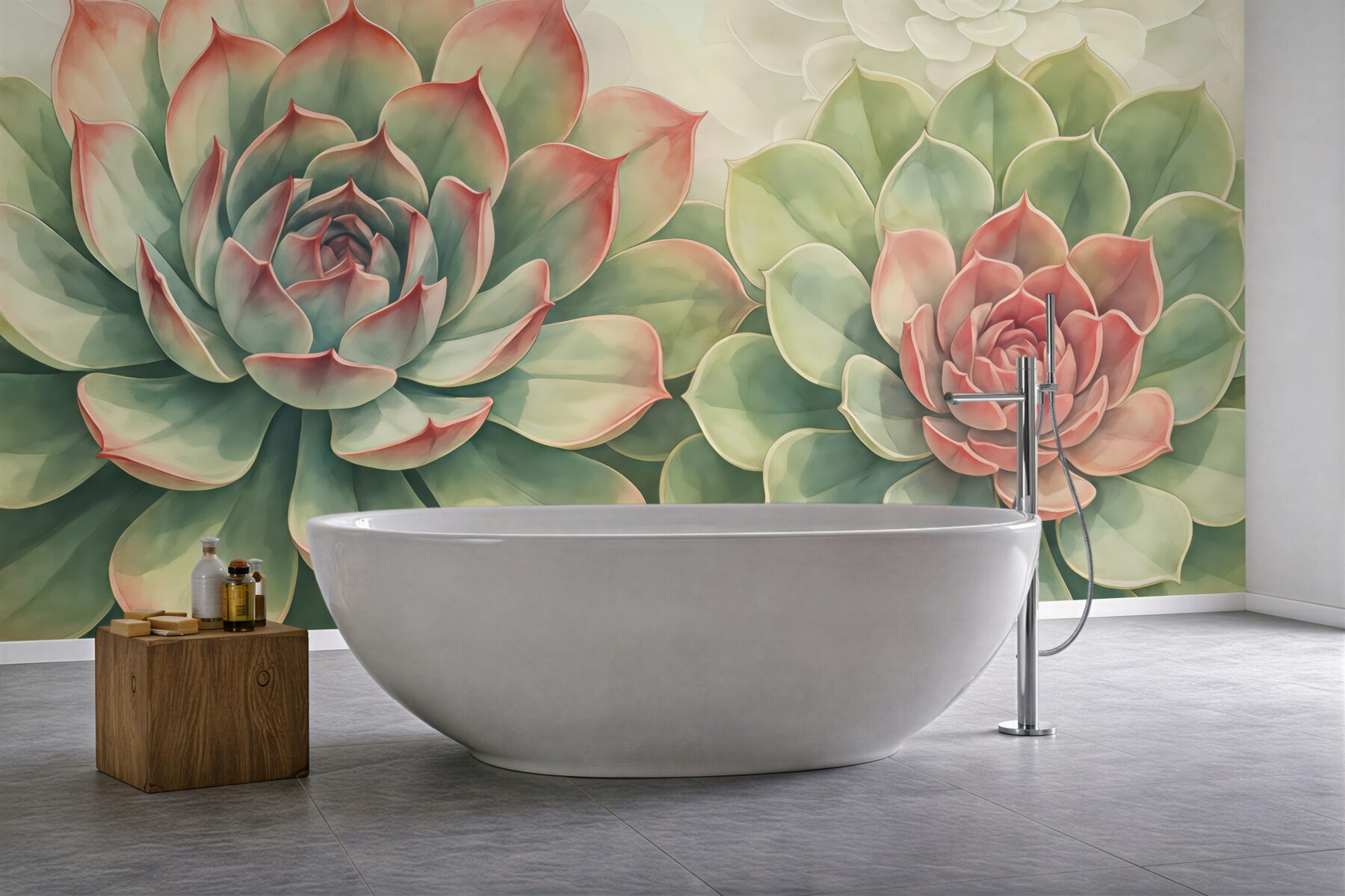 Fototapeta pastelowe sukulenty w subtelnym rozkwicie