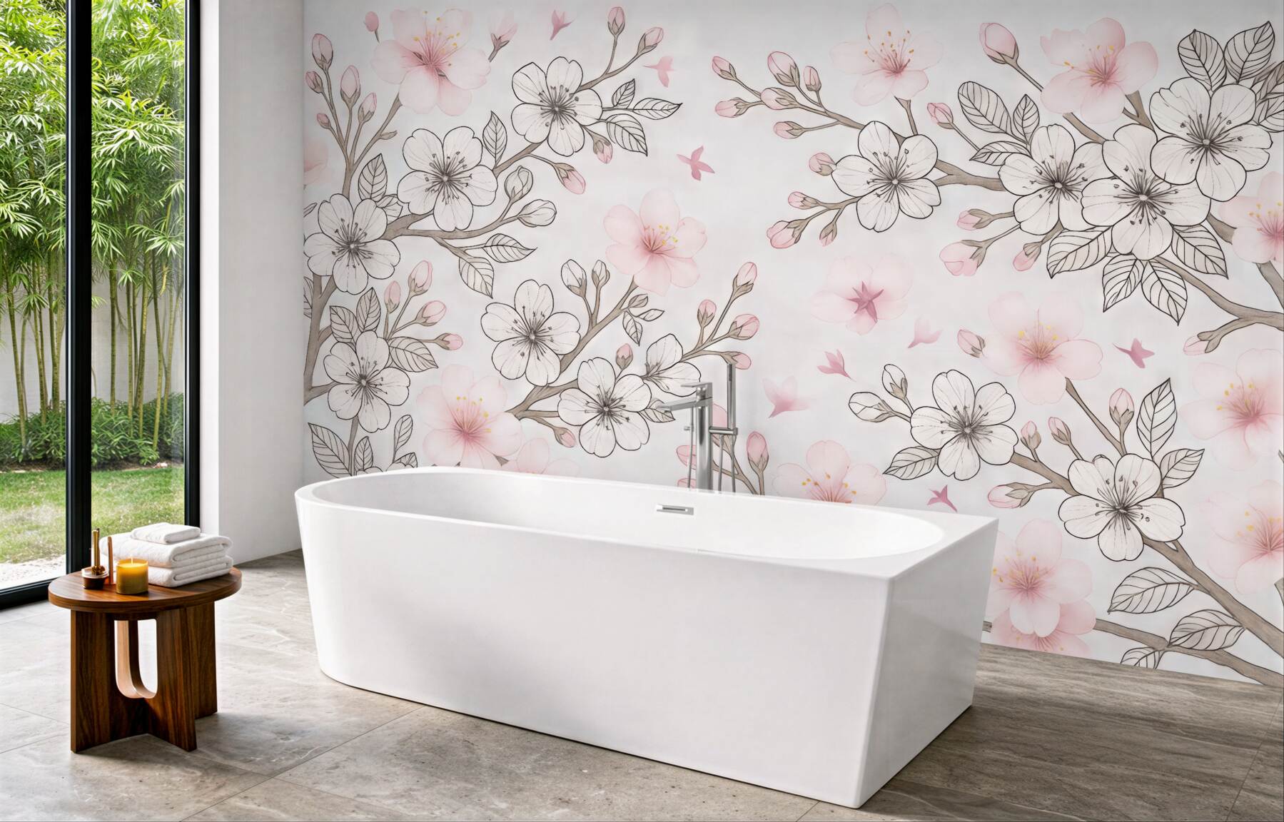 Fototapeta delikatne kwiaty wiśni w rozkwicie