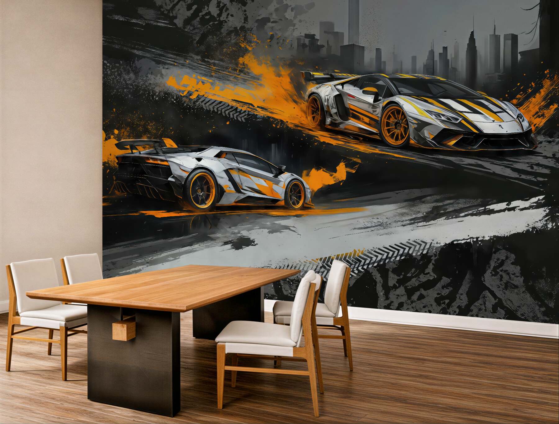 Fototapeta Mocny styl grange, wyraziste, dynamiczne auta sportowe.