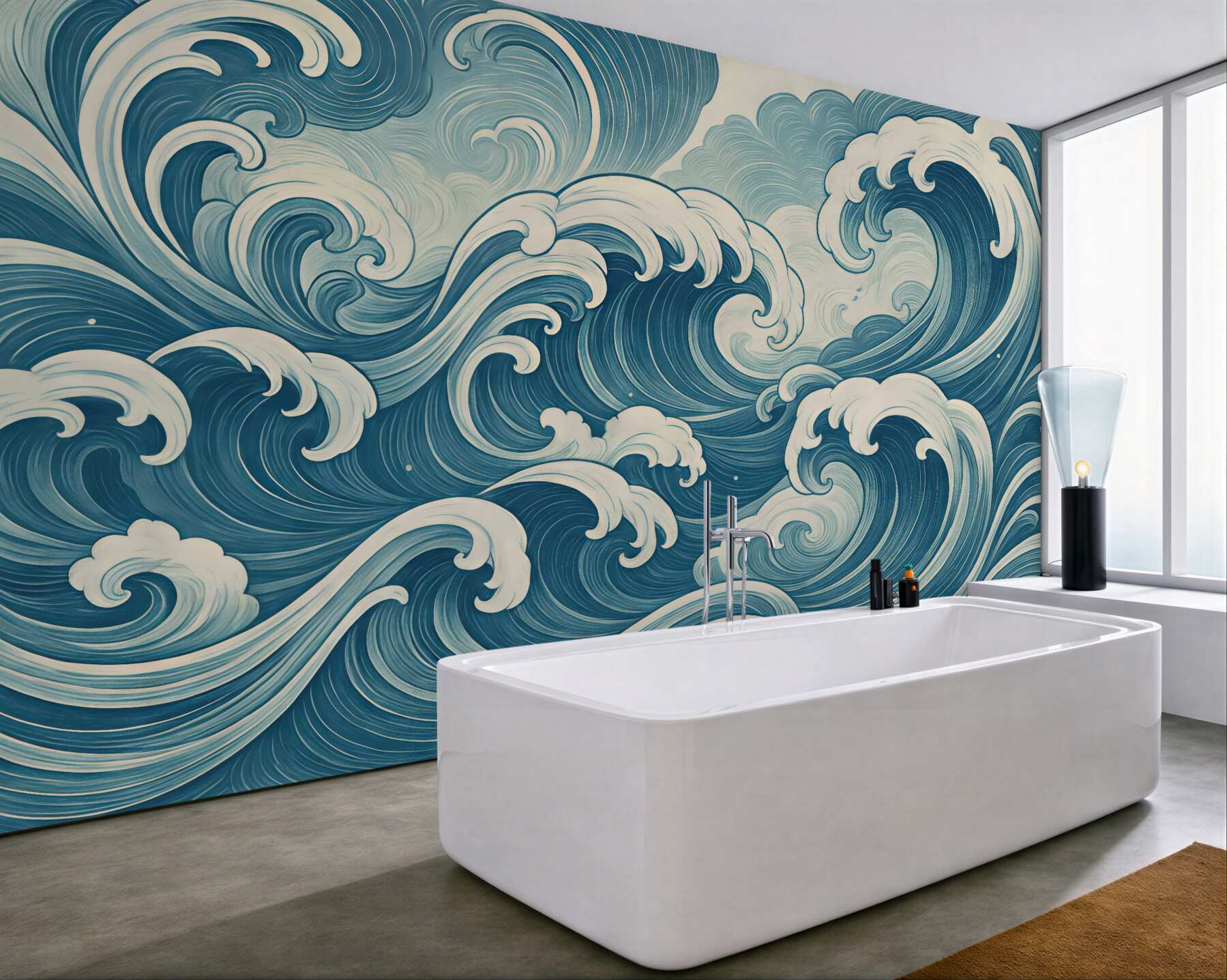 Fototapeta błękitne fale w artystycznym rytmie