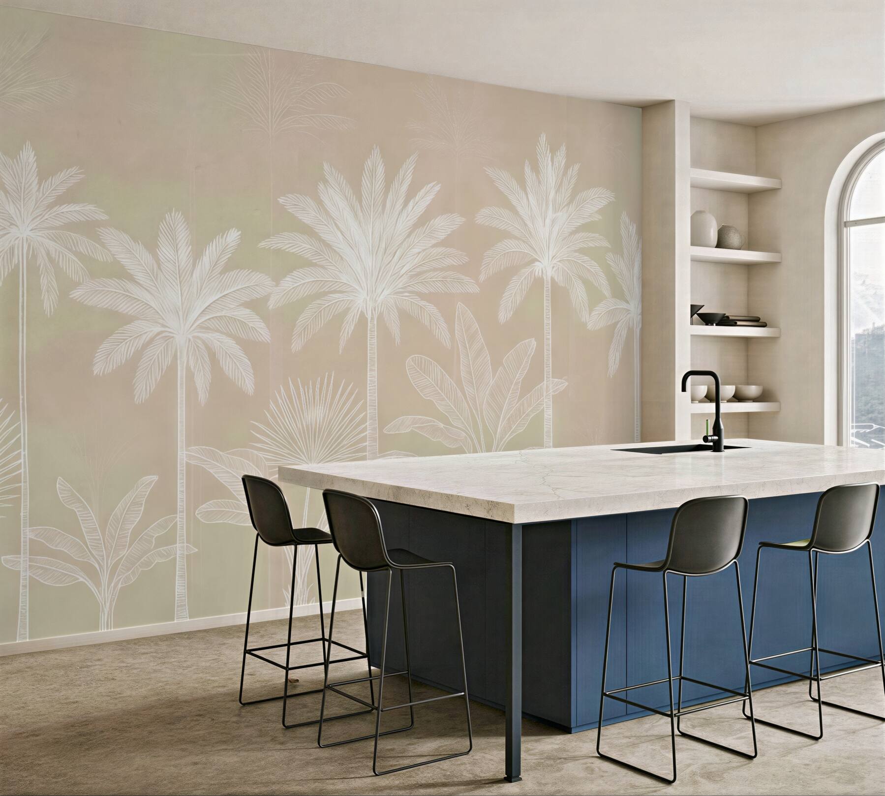 Fototapeta Białe palmowe drzewa.