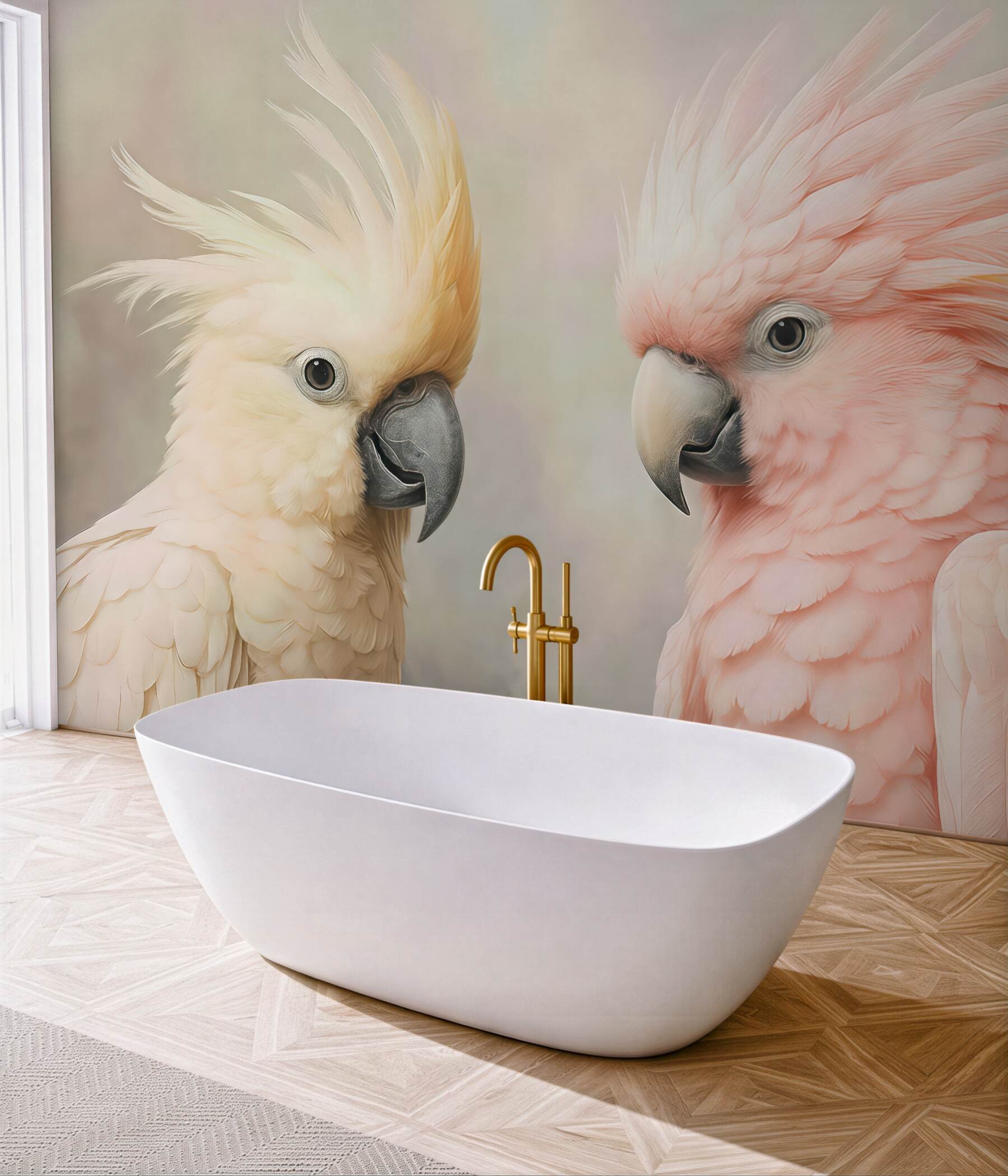 Fototapeta pastelowe kakadu w subtelnej harmonii