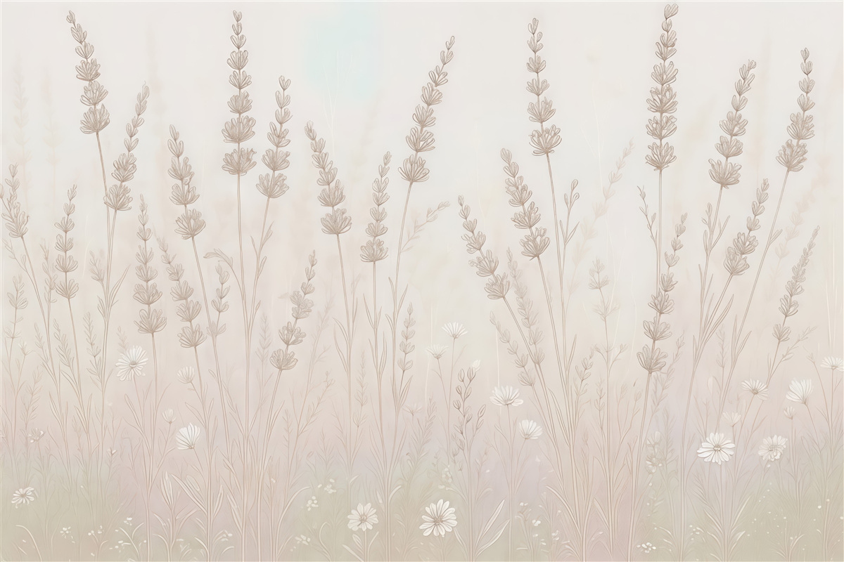 Fototapeta subtelna łąka w pastelowej mgle