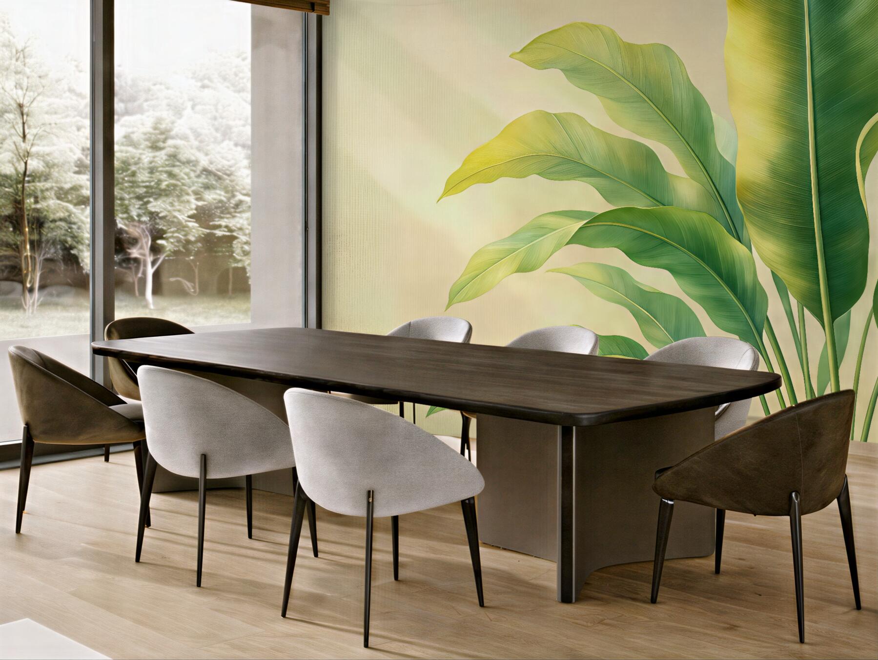 Fototapeta wielkie zielone liście tropikalne z boku