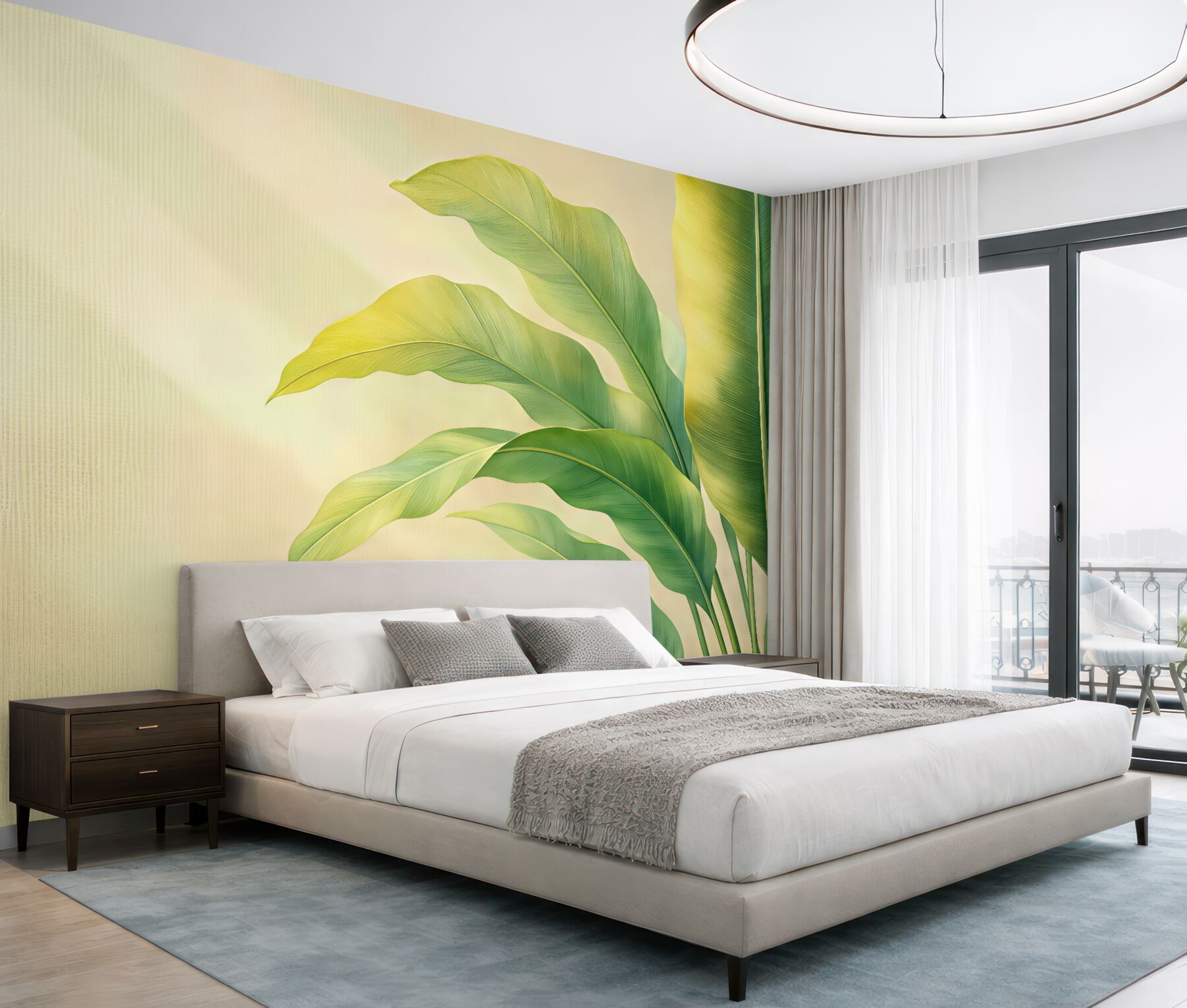 Fototapeta wielkie zielone liście tropikalne z boku