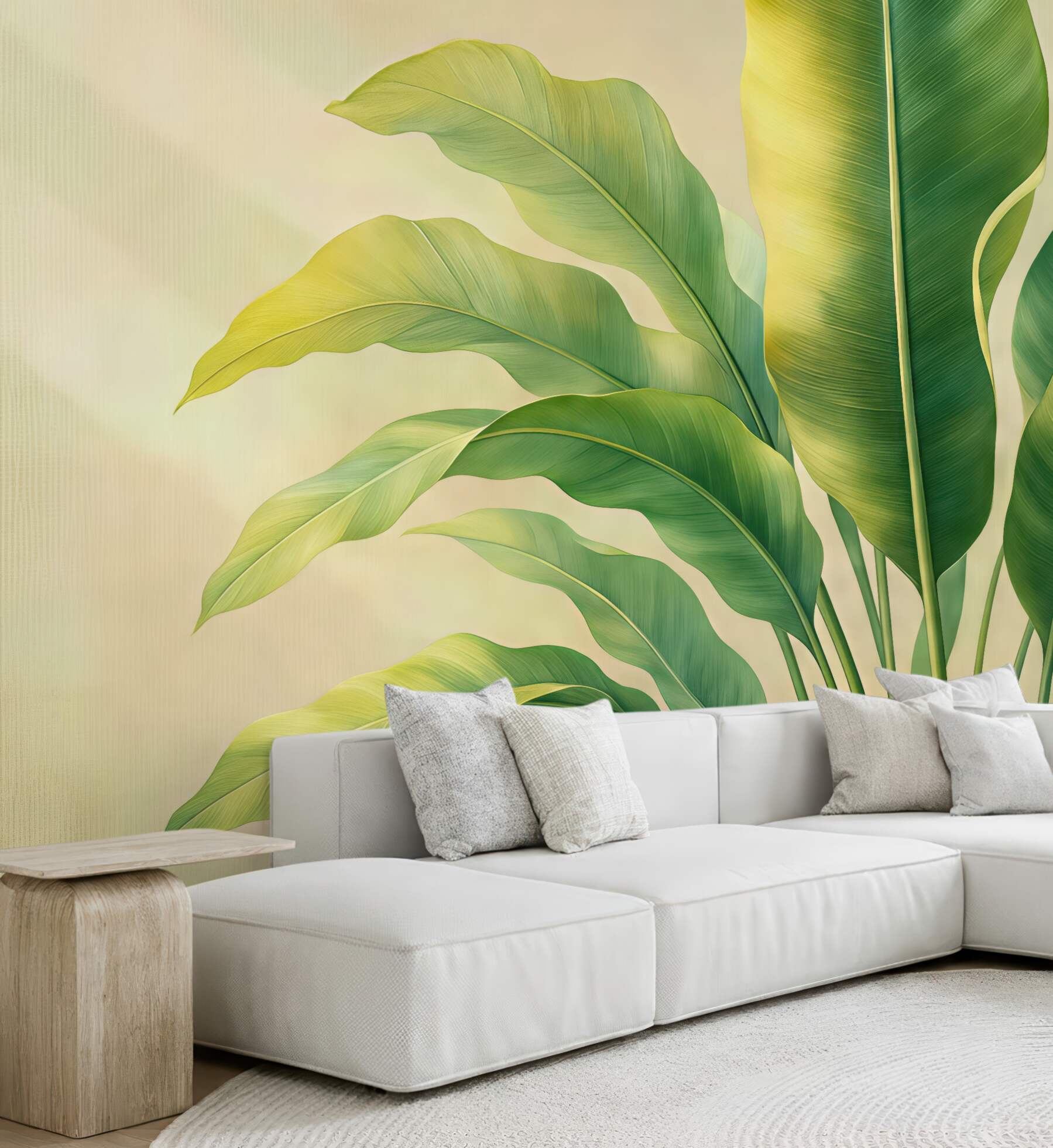 Fototapeta wielkie zielone liście tropikalne z boku