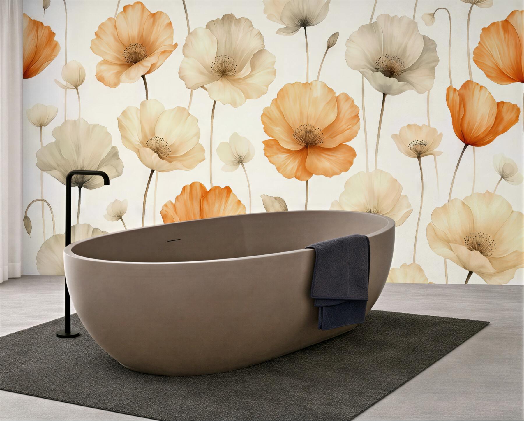 Fototapeta delikatne maki w kremowej harmonii