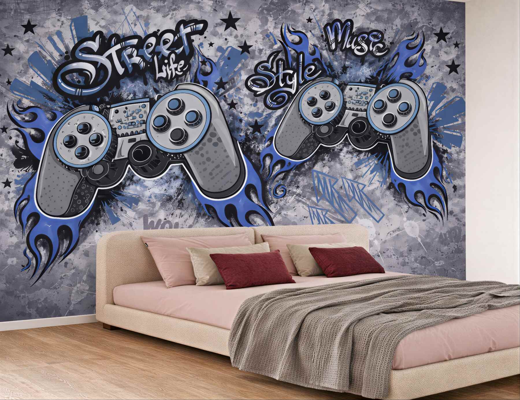 Fototapeta Konsole w stylu sztuki ulicznej na ścianie w stylu grunge.